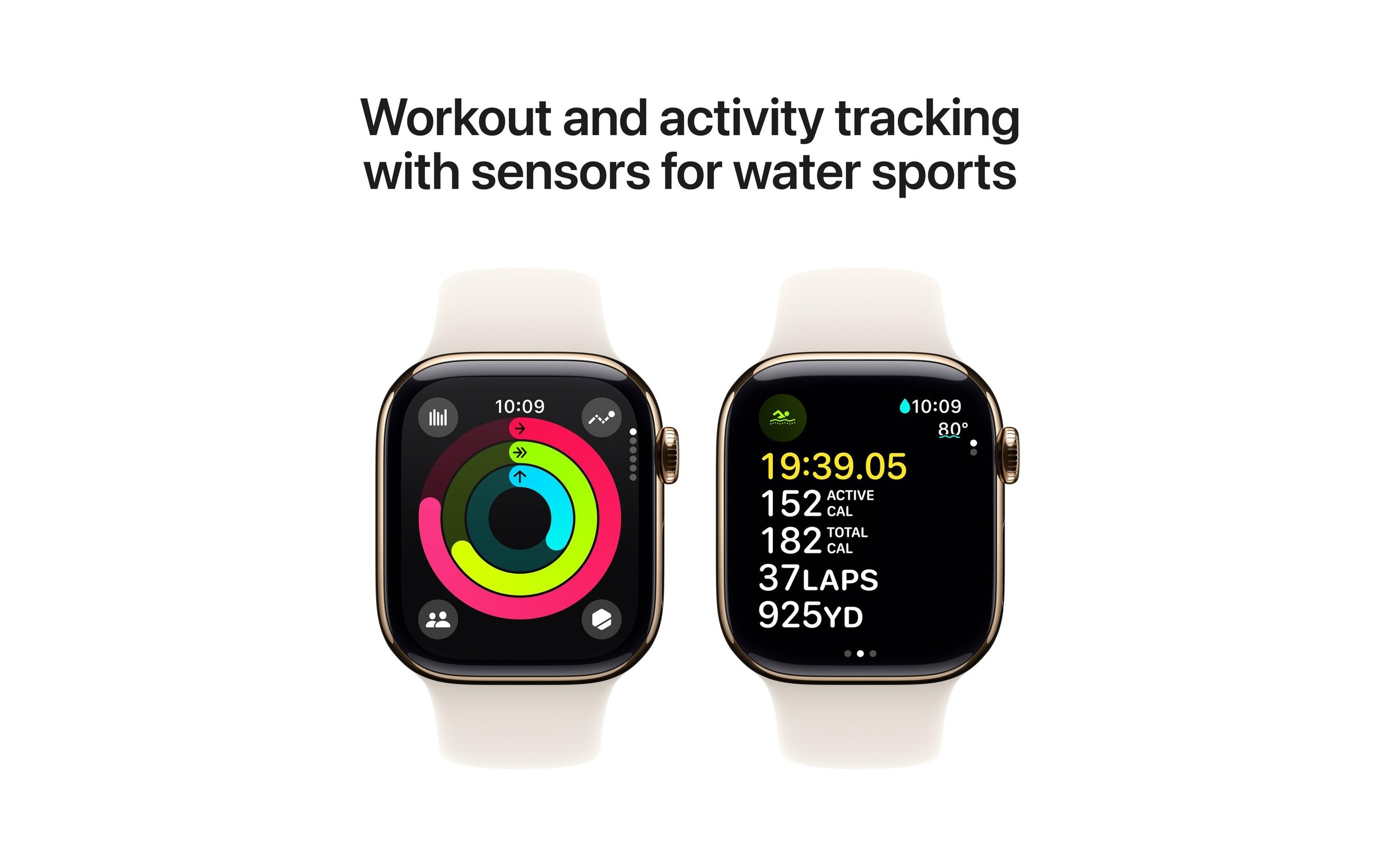 Apple Watch Series 10 Titan, 42 mm, GPS + Cellular, Sport Band M/L, Goldfarben