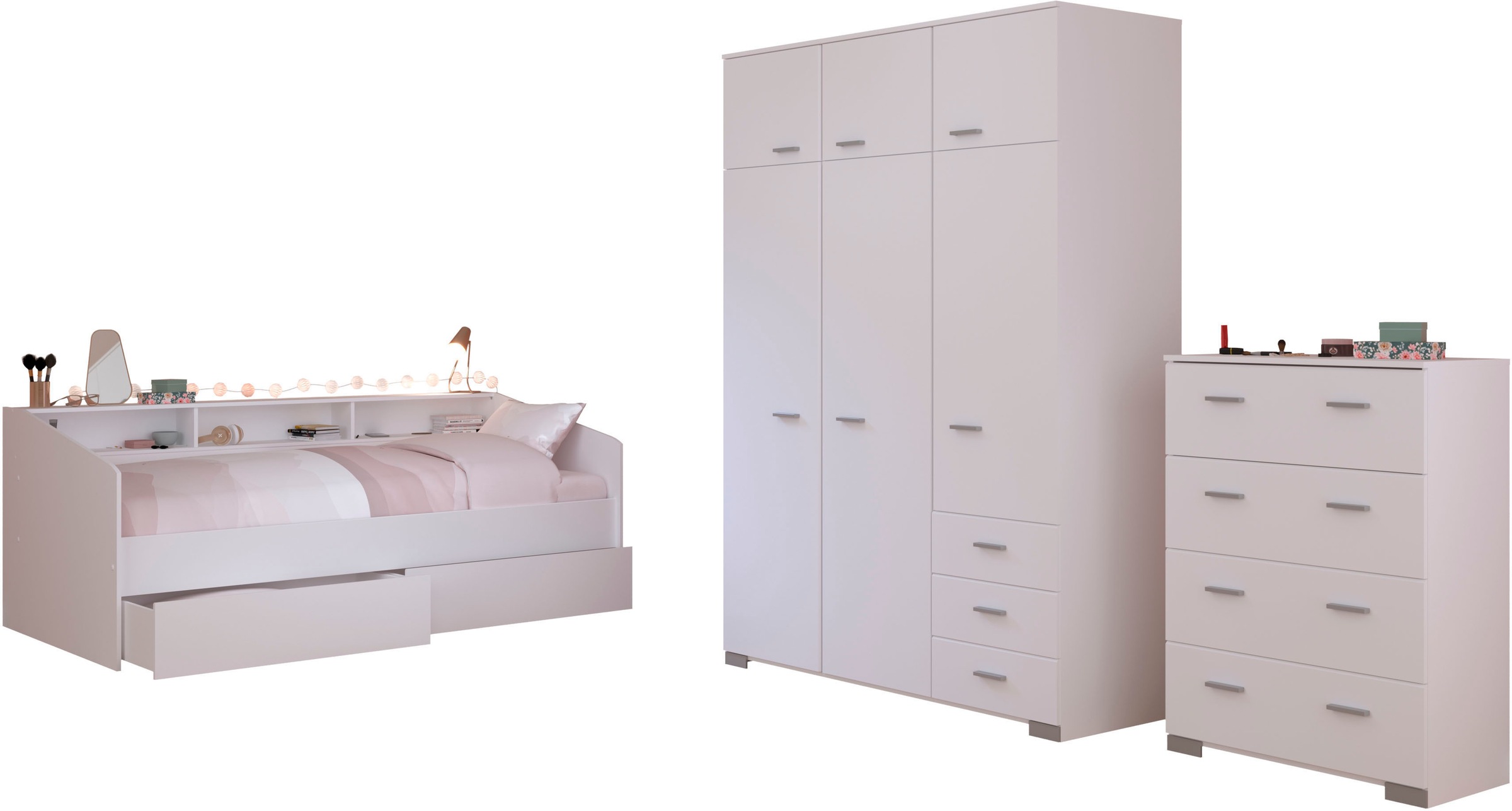 Jugendzimmer-Set »Sleep 41«, (Set, 4 tlg.), Rückwände der Fächer am Bett drehbar