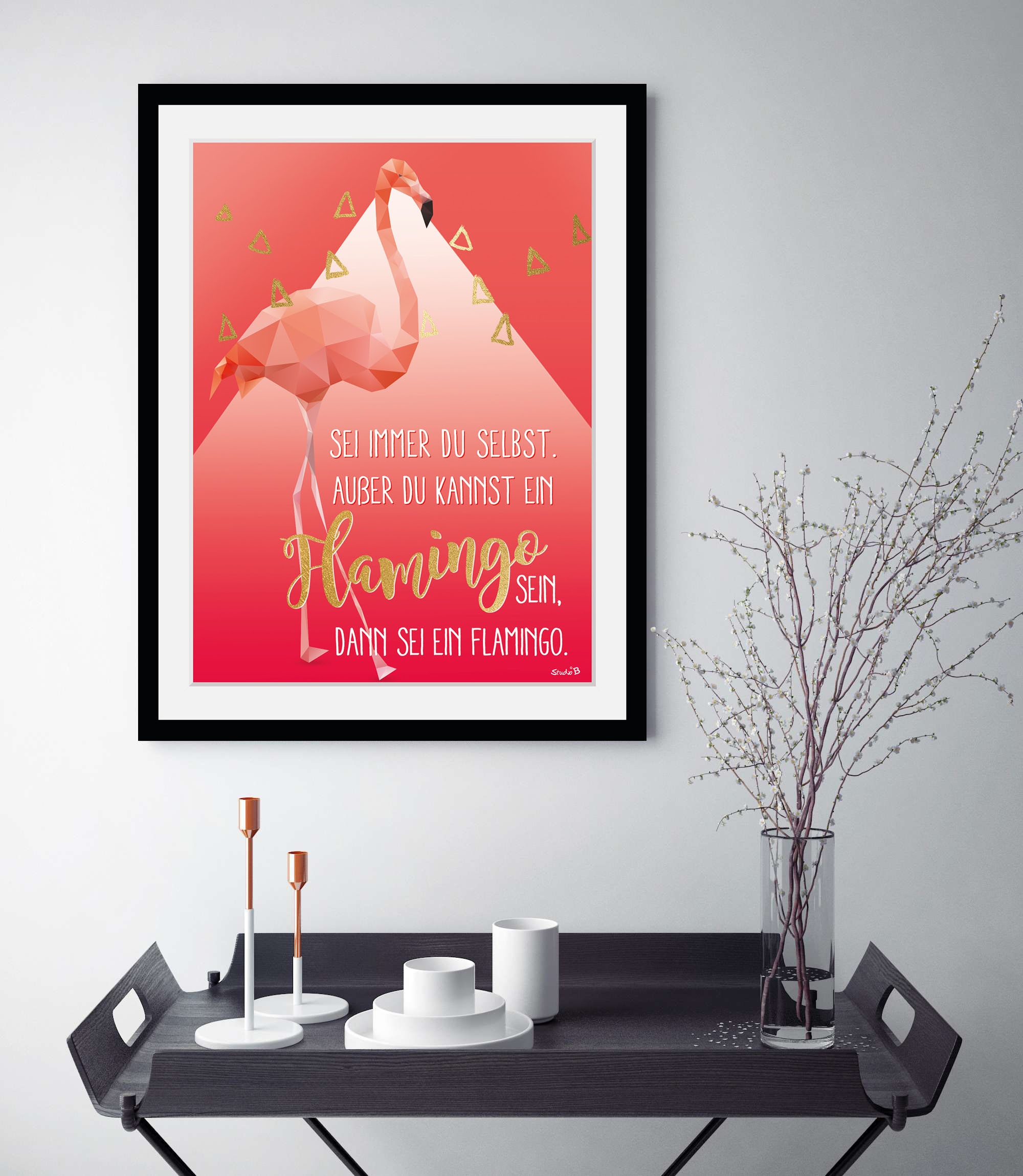 queence Bild "Alfie" Fashion  Flamingos  Humor  Mode  Motivationsbilder 1 Stk. tlg. HD Premium Poster-Druck inkl. Holzrahmen