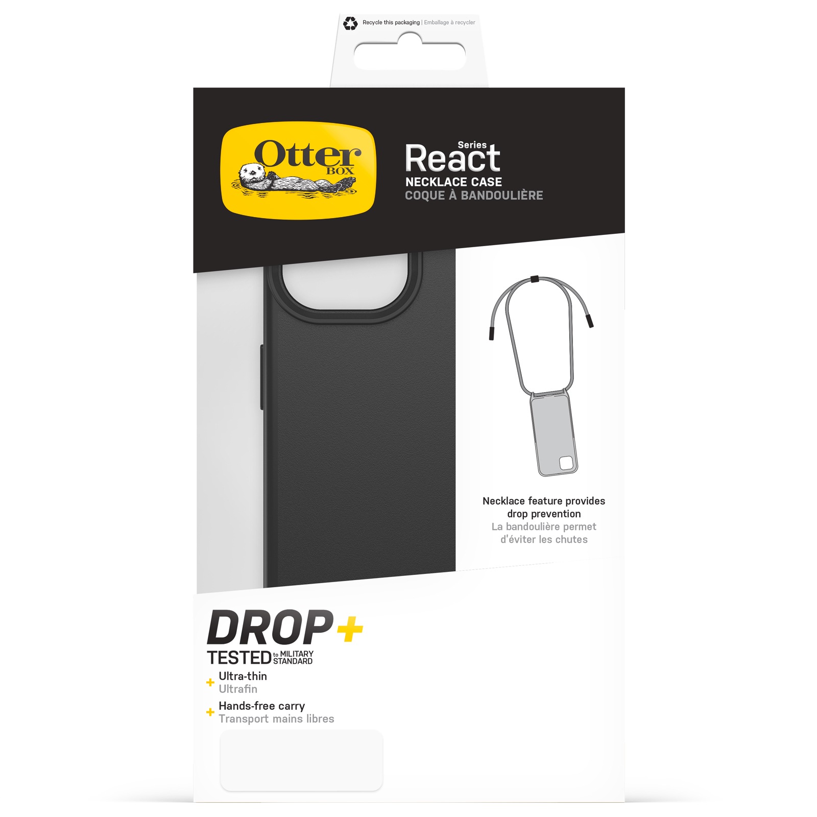 Otterbox Case zum Umhängen »React Necklace Hülle für MagSafe für Apple iPhone 15« Apple iPhone 15 ultraschlanke, schützende Hülle mit verstellbarer Handykette