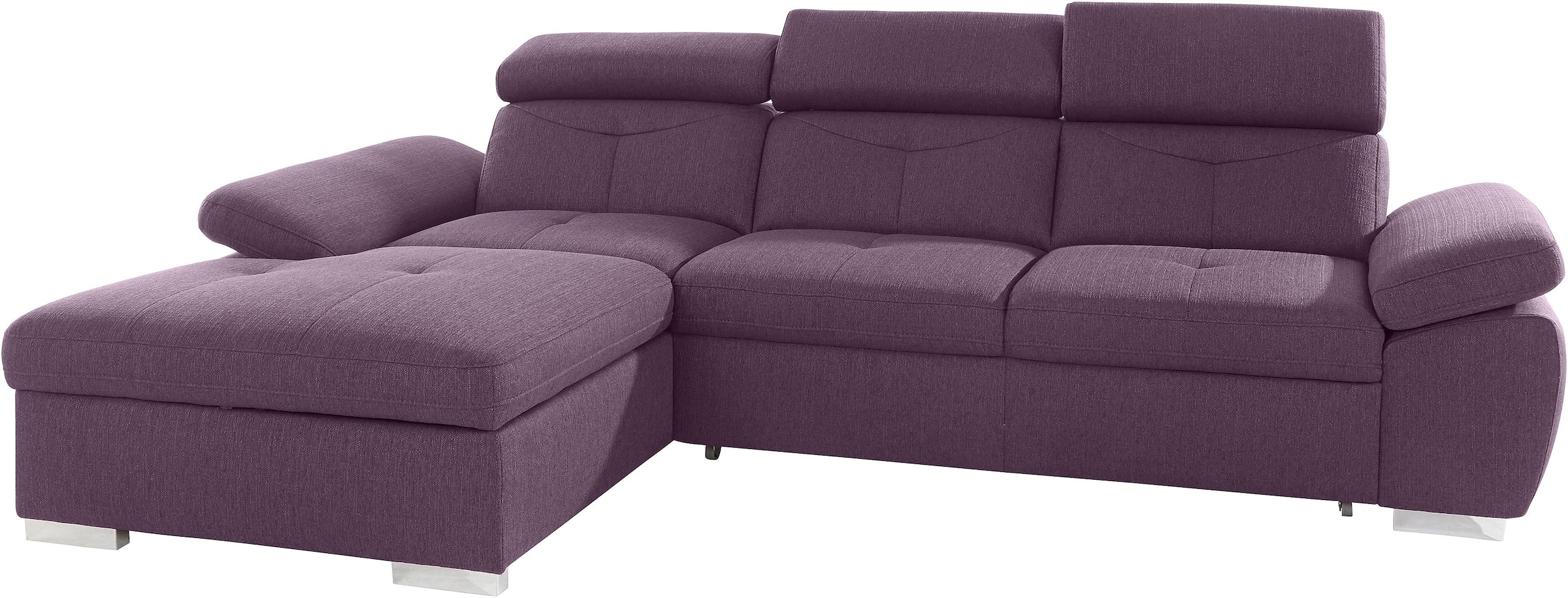 exxpo - sofa fashion Ecksofa »Spring, super bequem, mit Armteil- und Kopfteilfunktion«, L-Form, wahlweise mit Bettfunktion und Bettkasten
