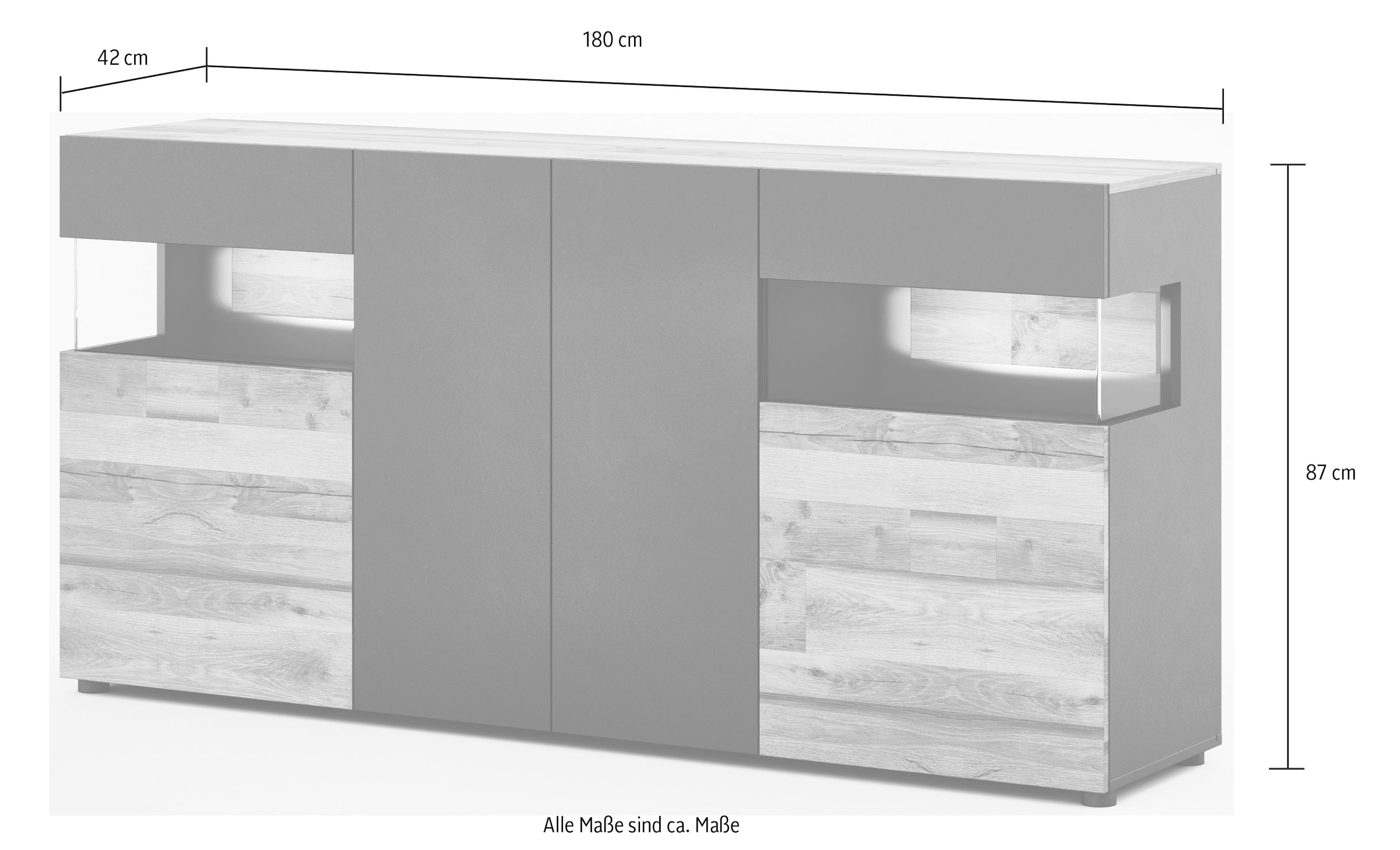 COTTA Sideboard »Luciano«, Breite 180 cm, Schwebeoptik durch Sockelfuss