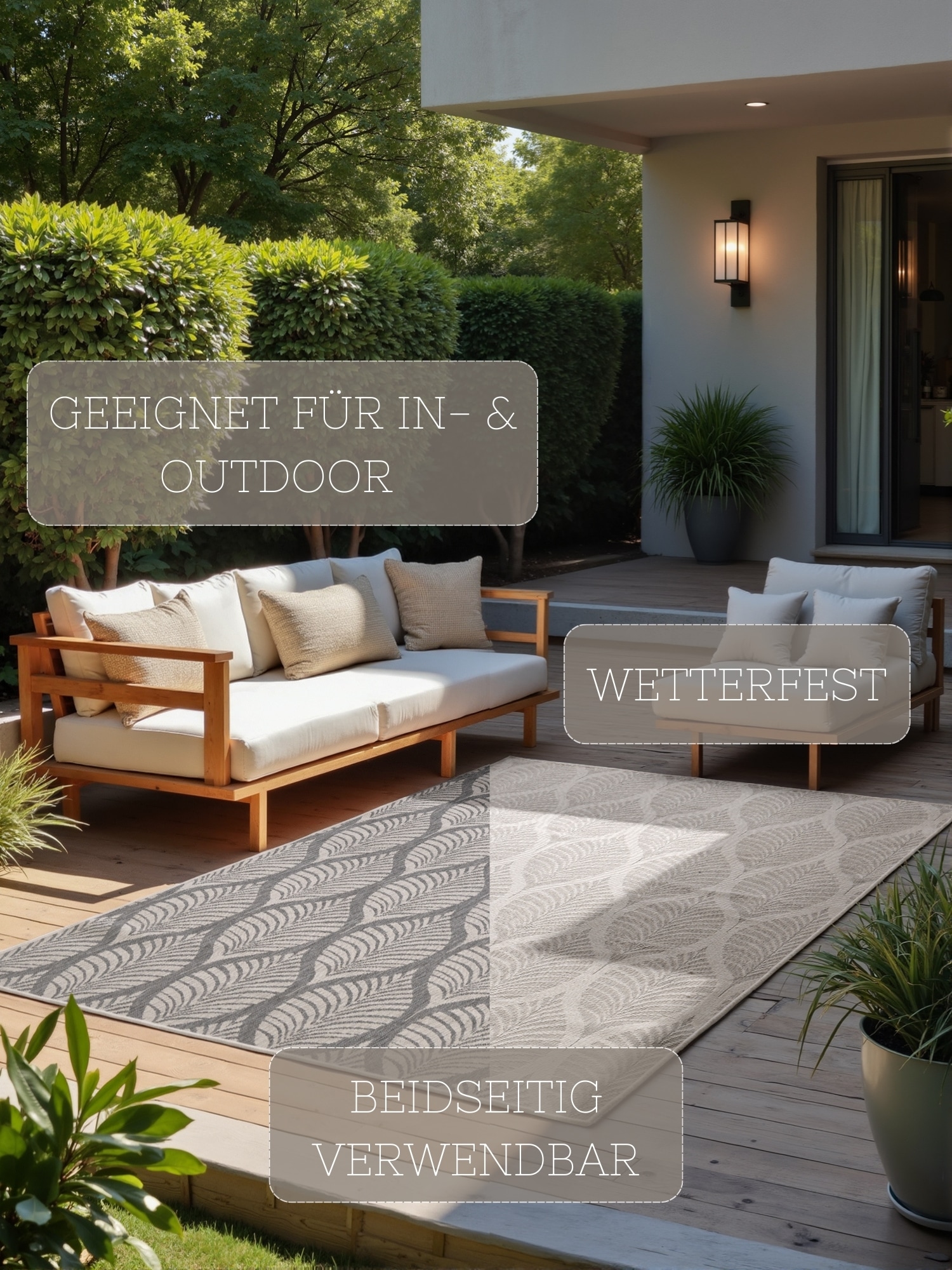 HANSE Home Outdoorteppich »Liora Wendeteppich«, rechteckig, 5 mm Höhe, Läufer, In und Outdoor, Flachgewebe, wetterfest, pflegeleicht, robust