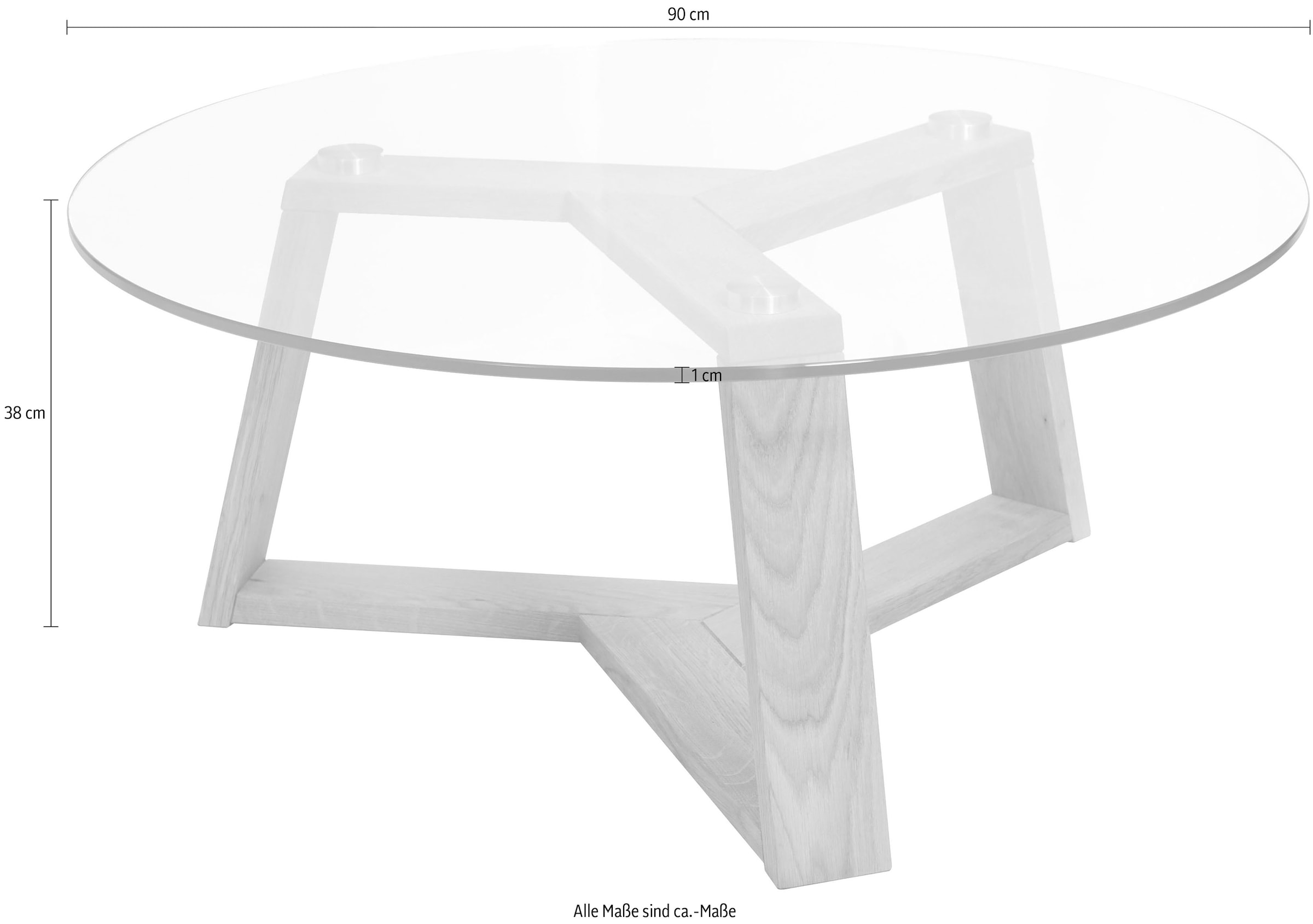 Home affaire Couchtisch »Mantua«, Durchmesser Glastischplatte: 90 cm