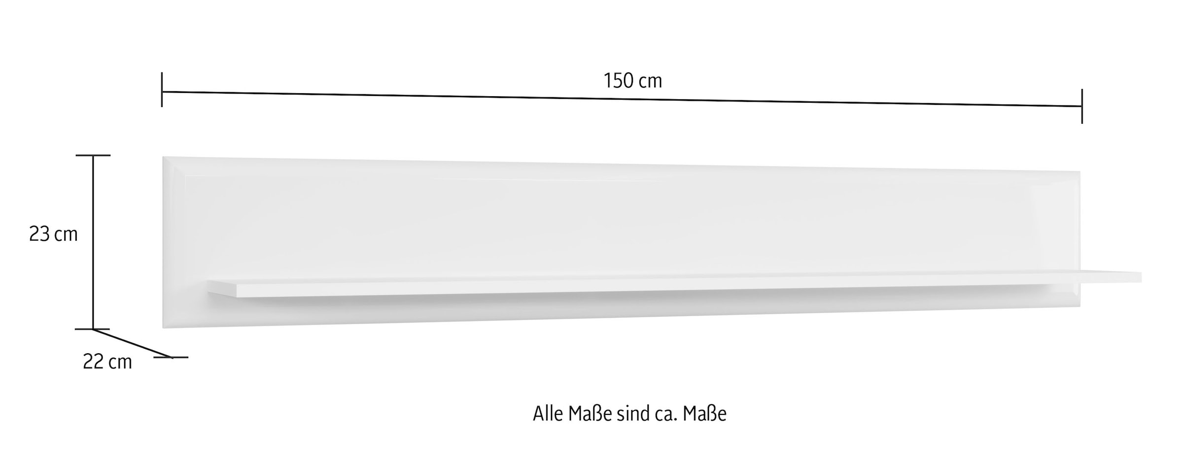 INOSIGN Wandboard »Graz«, (Packung, 1 St.), Masse aufgebaut (B/T/H in cm): 150/23/22 - Hochglanz Fronten