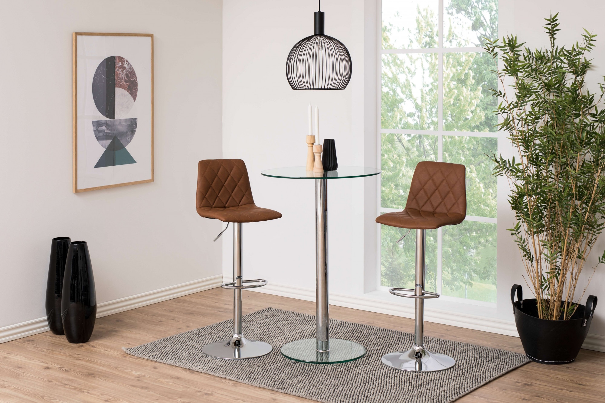 ACTONA GROUP Barhocker »Emu« Barstuhl, PU Lederoptik, Braun, Trompetenfuss, Sitzhöhe: 61-82 cm
