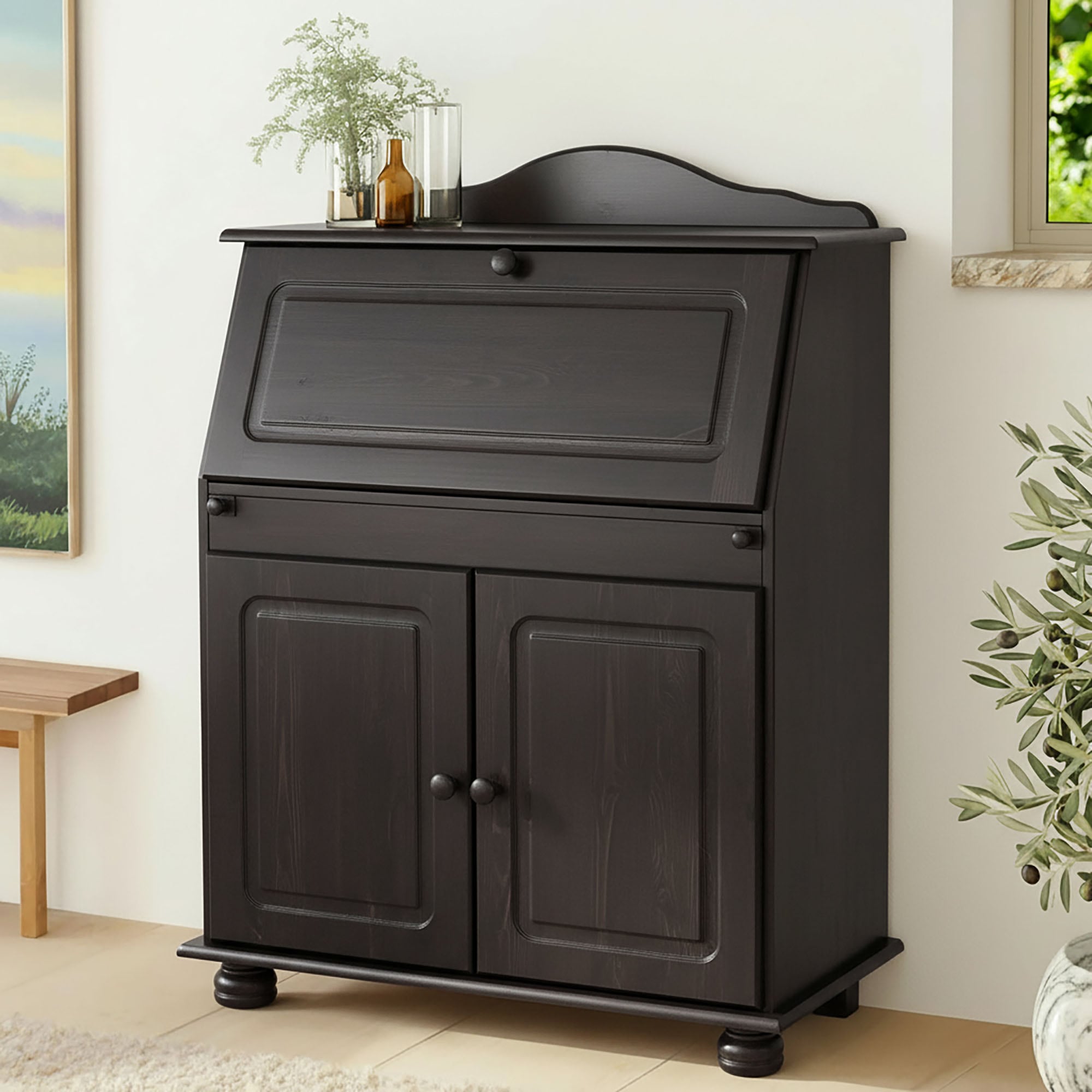 Image of GOODproduct Sekretär "Mette, Schreibtisch im Landhausstil," aus Massivholz, Breite 82 cm