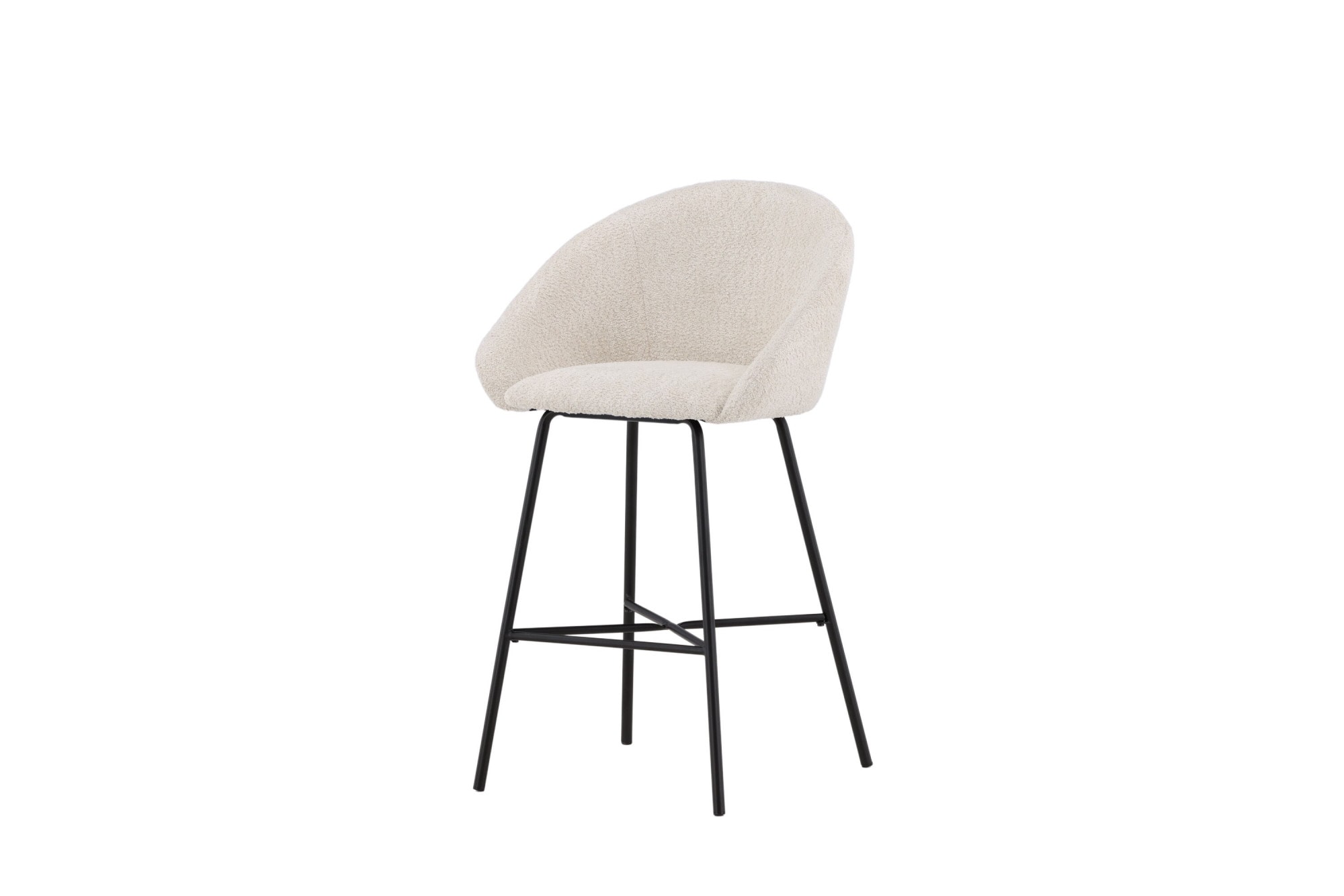 Venture Home Barhocker »Velvet, 2er-Set Barhocker mit weissem Teddy-Sitz, belastbar bis 150 kg« 2 Stk. tlg. Tresenstuhl, Plüsch-Bezug, schwarzer Stahlrahmen, Fussstütze, kuschelig