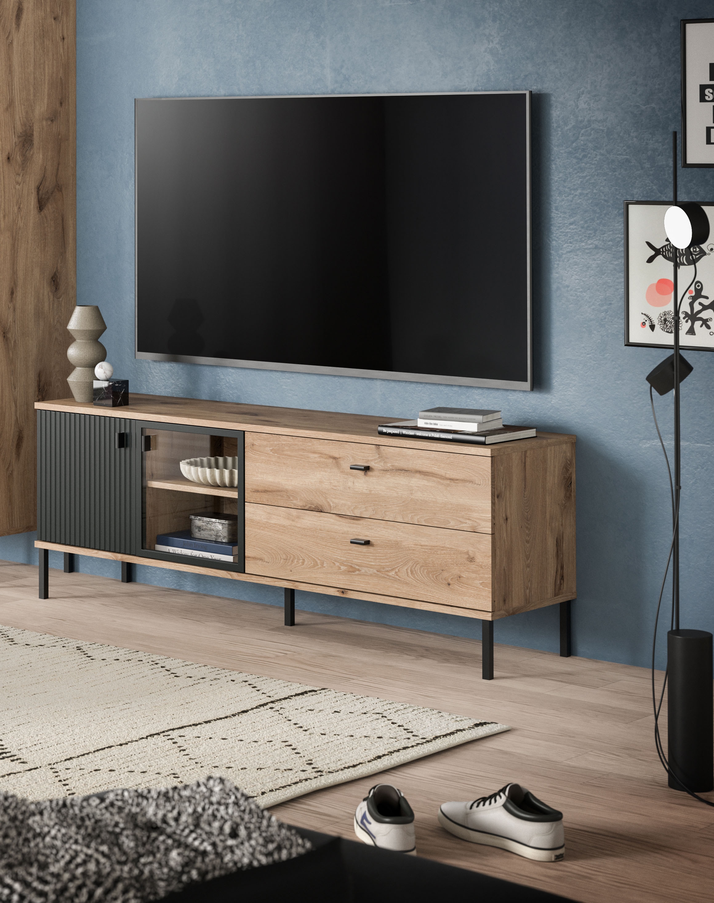 INOSIGN Table basse »TREVERK, Breite: 154 cm, hochwertige MDF-Front schwarz tiefzieh« 1 cuis tlg. Lowboard, salon, salle à manger