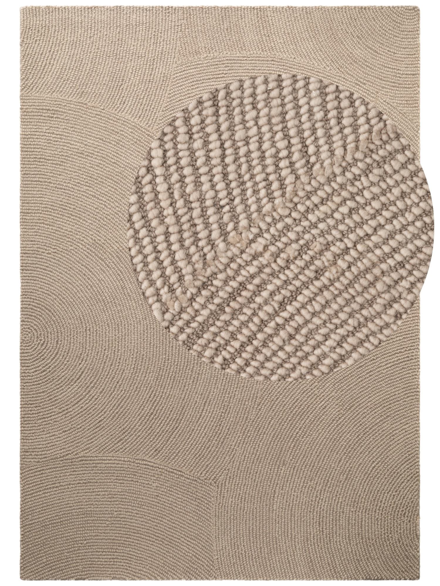 THE RUGS Eleni Wool Rug Hand Tufted Wool Geometric Area Rug Scandinavian Style in Beige | Size: 120cm x 180cm