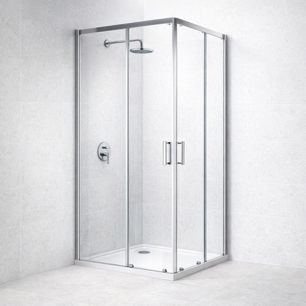Image of welltime Eckdusche "New Trento" Extrahohe 195cm, 6mm ESG, verbessertes Rollensystem