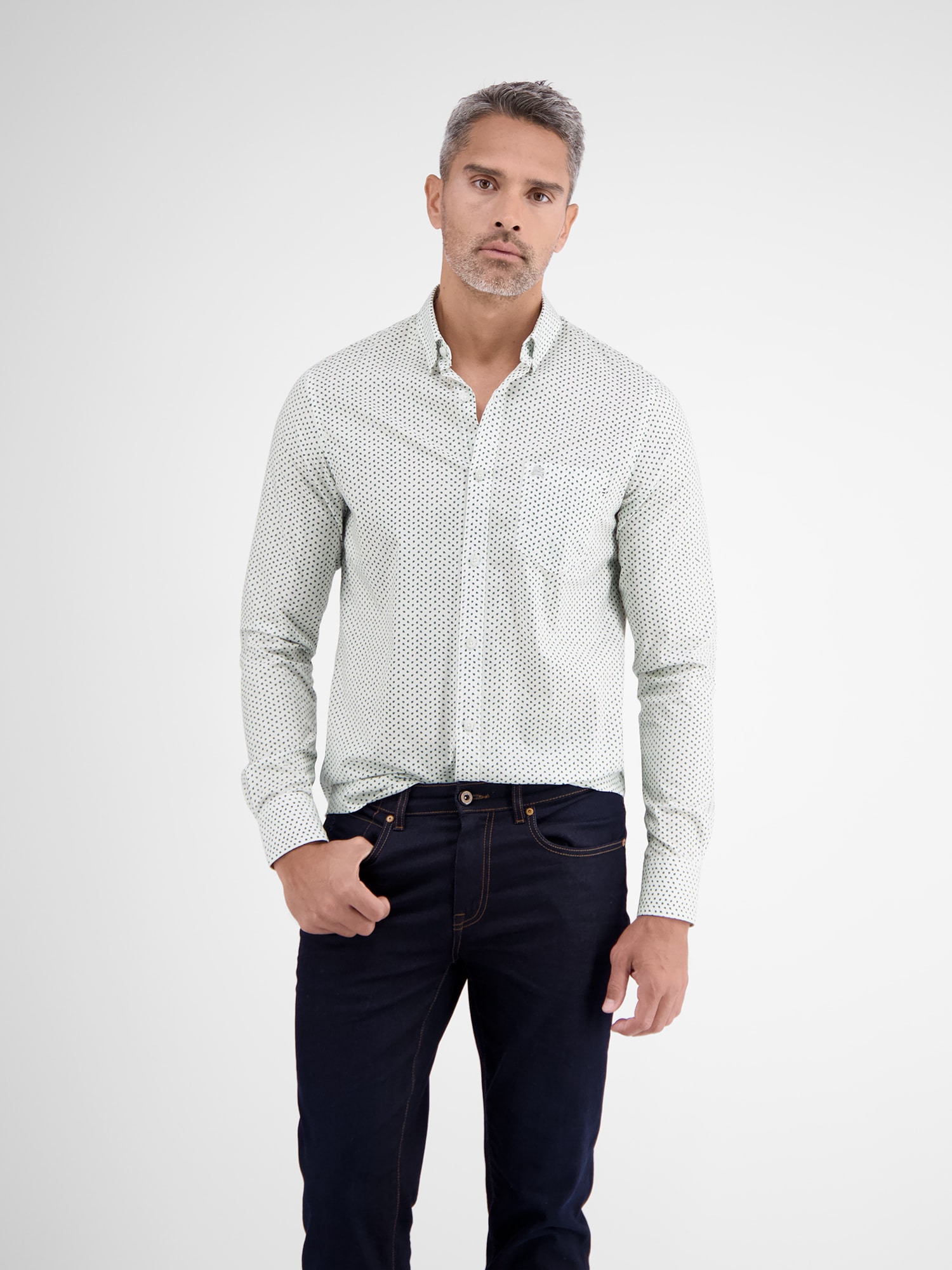 Image of LERROS Langarmhemd "Poplinhemd mit Minimal-Alloverprint"