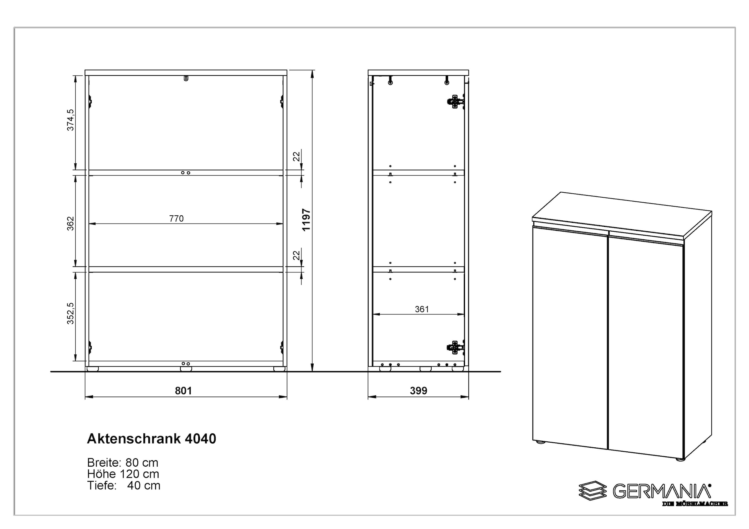 GERMANIA Armoire de classement »Lemont« 2-türiger Mehrzweckschrank wahlweise mit Schublade