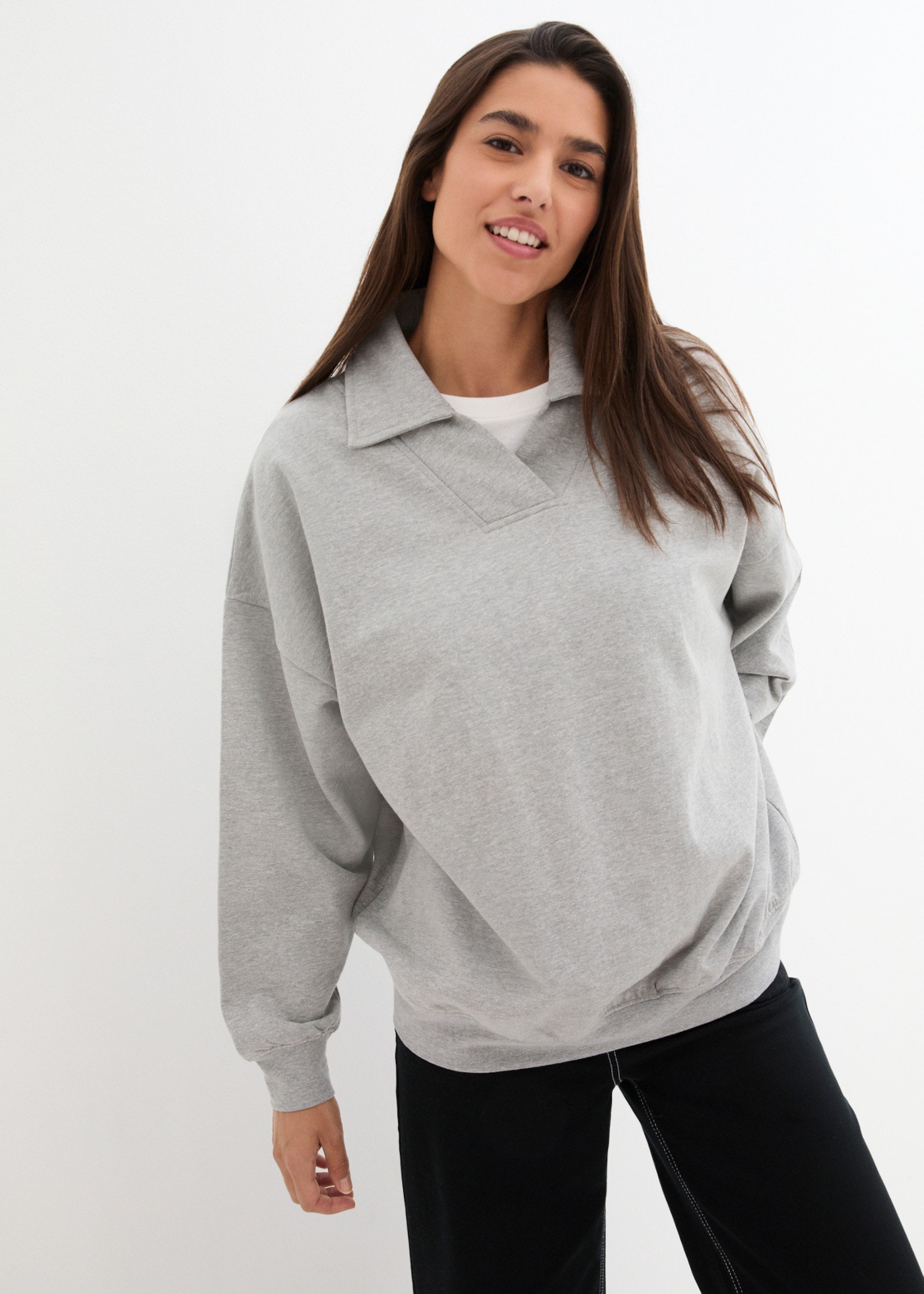 Image of bonprix Sweatshirt, Oversize-Passform, mit Rippeinsatz, casual
