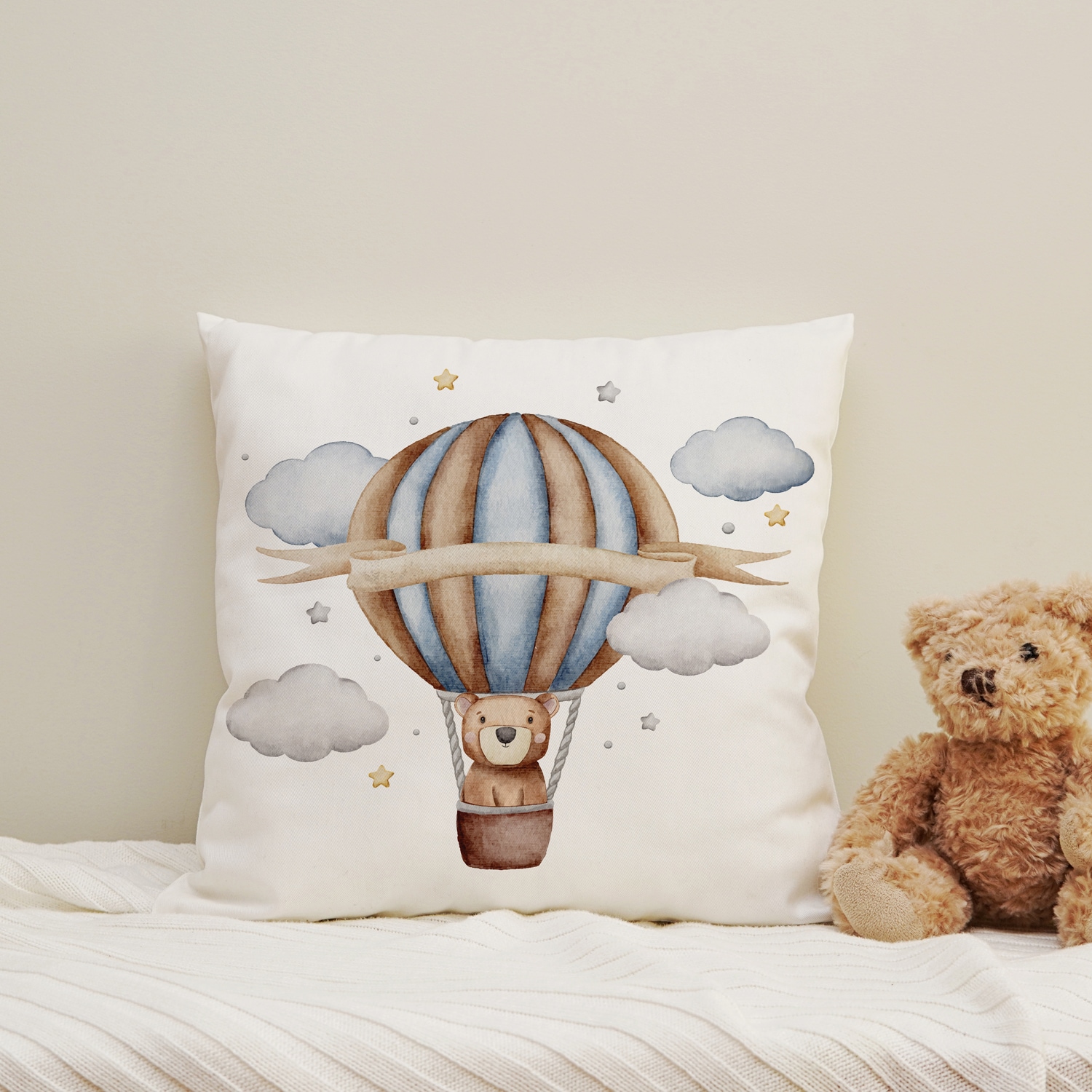 Image of queence Dekokissen "Heissluftballon" Kissenhülle mit HD Premium Druck, geruchsneutral, 40x40cm