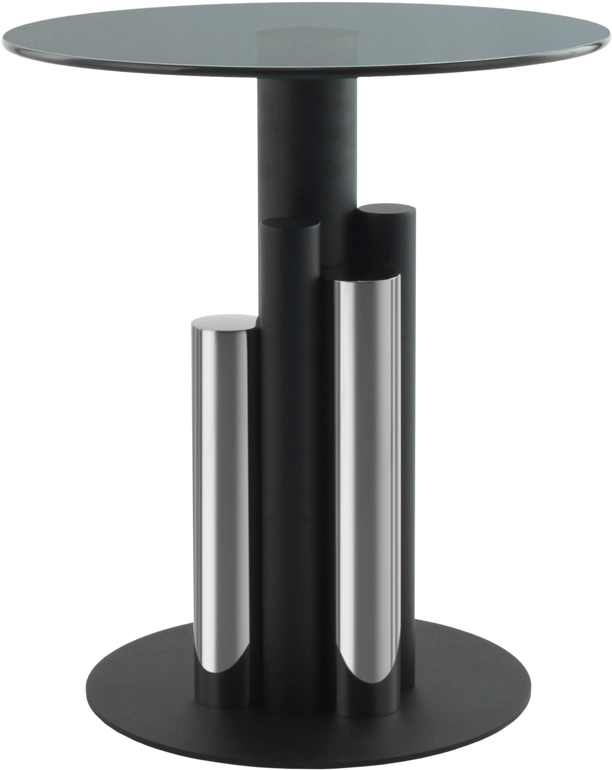 Kayoom Beistelltisch »Ontario 225, Runde Glasplatte aus Sicherheitsglas, 100% Edelstahl«, (1 St.), Modernes Design, zweifarbiges Säulengestell, Eyecatcher Element
