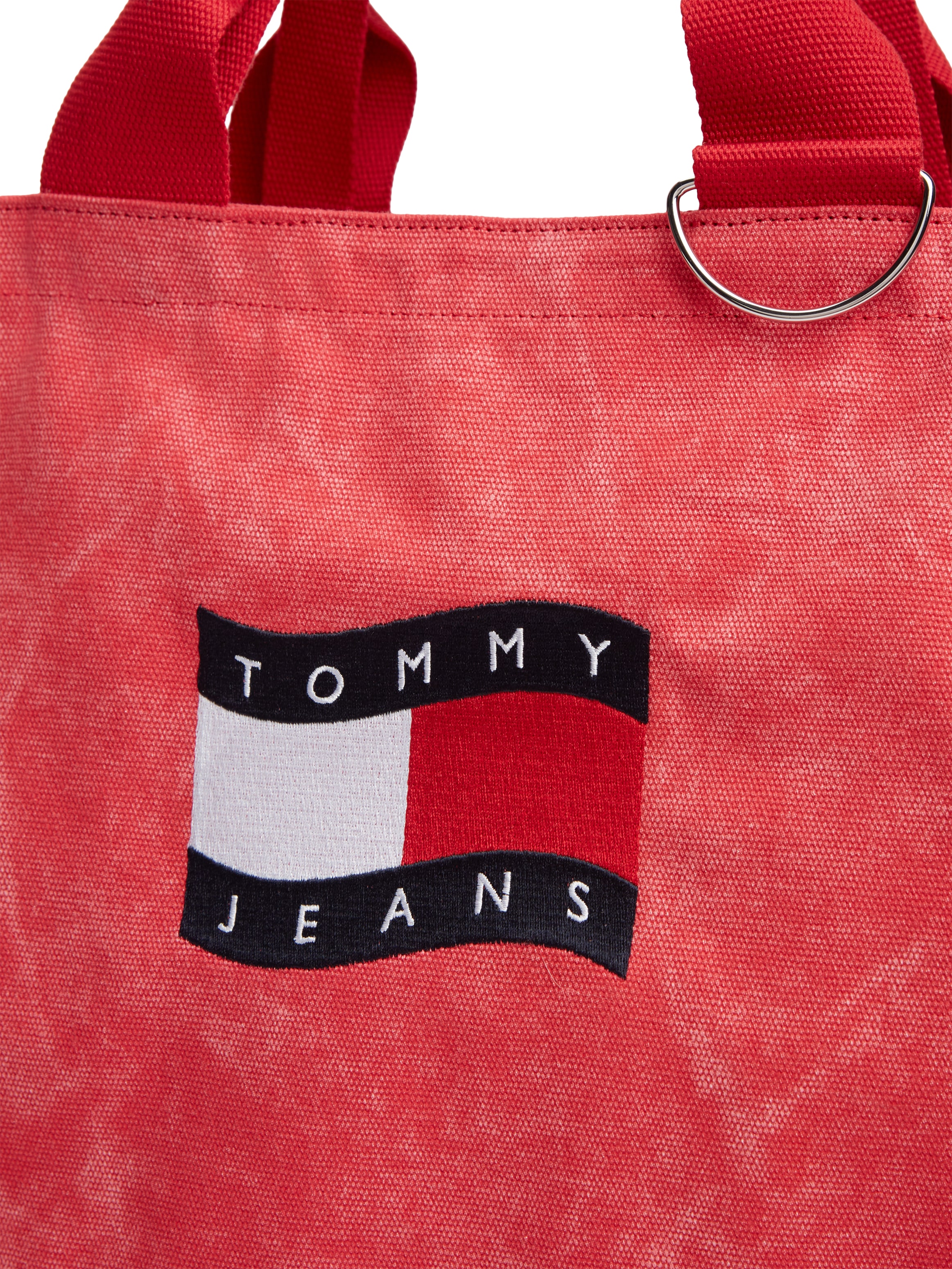Tommy Jeans Sac de transport »TJW WAVE FLAG MED TOTE« sac unisexe, sac bandoulière, shopper, sac à main aspect usé