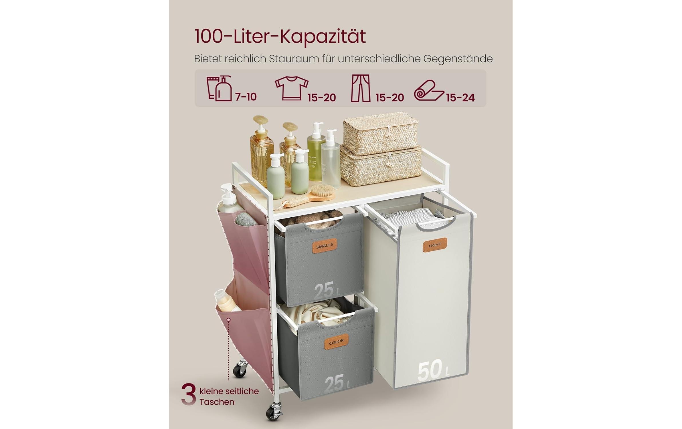 VASAGLE Panier à linge »mit 3 Fächern 100 l«