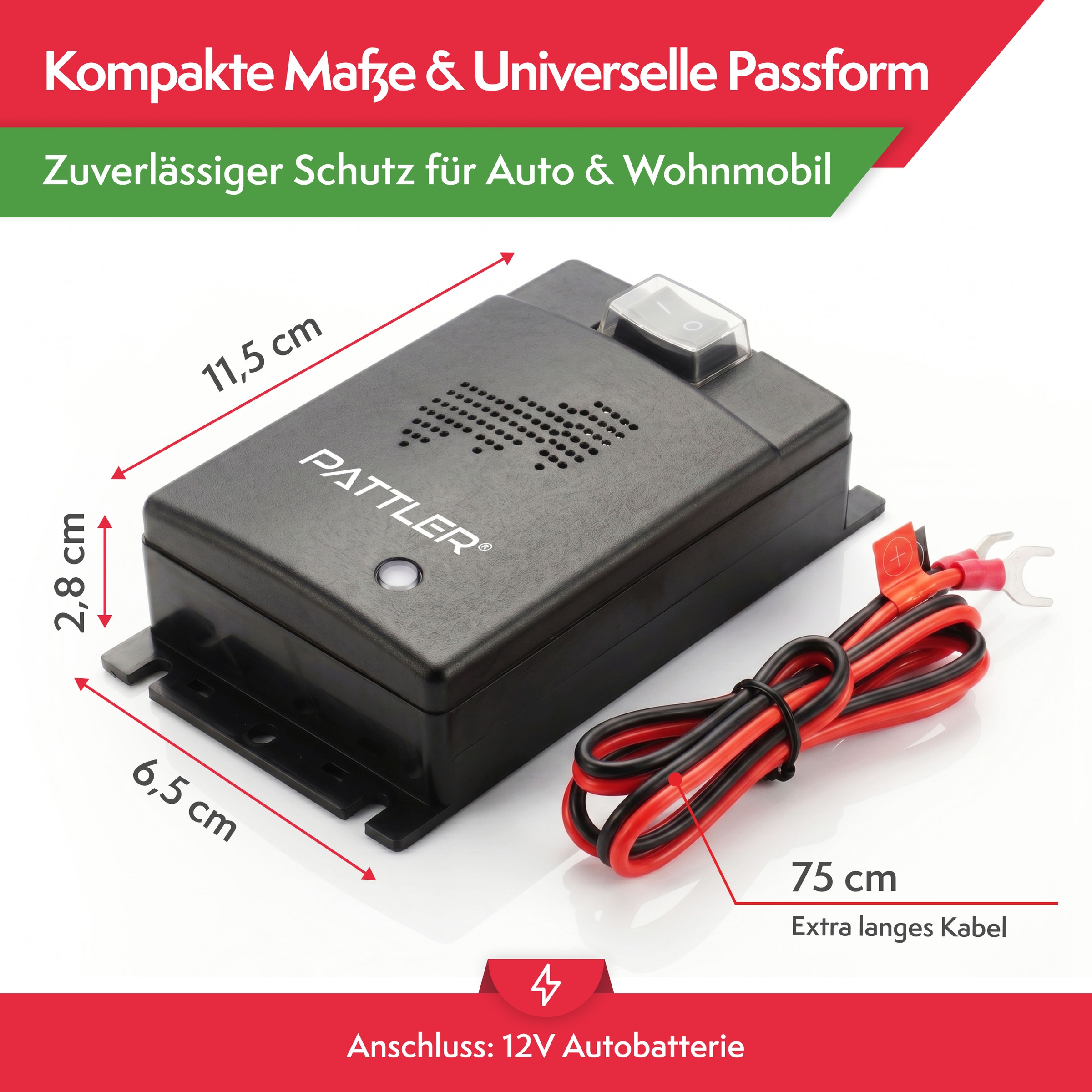 Pattler Défense contre les animaux à ultrasons »Marderschreck 12 Volt fürs Auto« 2 appareils