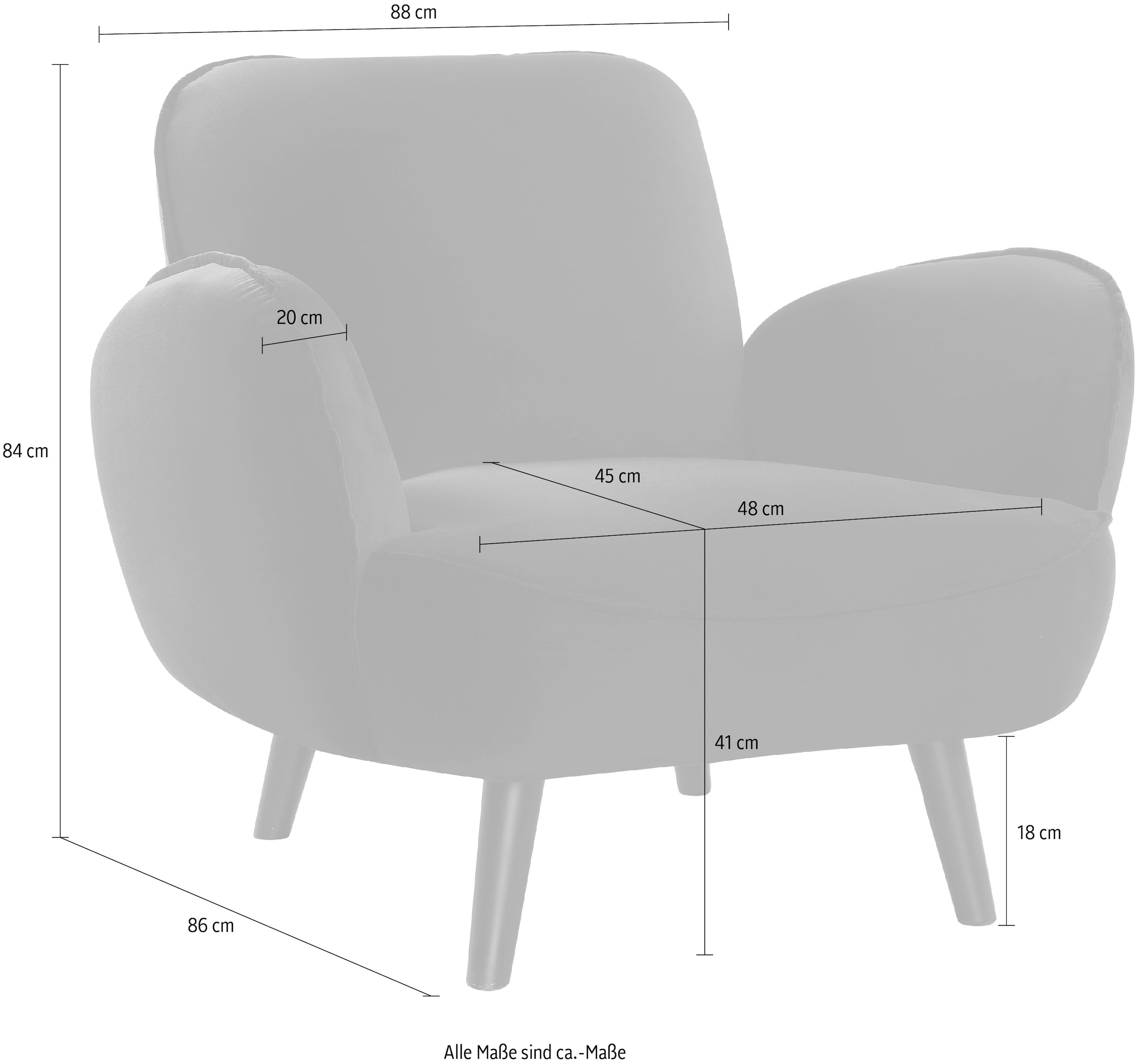 ATLANTIC home collection Sessel »Ben«, mit Wellenunterfederung, Massivholzfüsse, frei im Raum stellbar