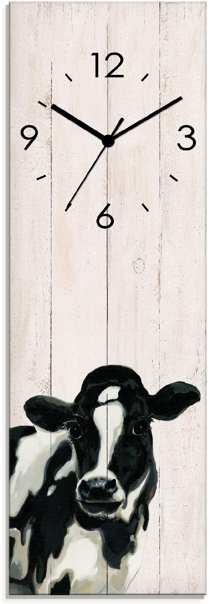 Image of Artland Wanduhr »Kuh (in Holzoptik)«, lautlos, ohne Tickgeräusche, nicht tickend, geräuschlos - wählbar: Funkuhr o. Quarzuhr, moderne Uhr für Wohnzimmer, Küche etc. - Stil: modern bei Ackermann Versand Schweiz