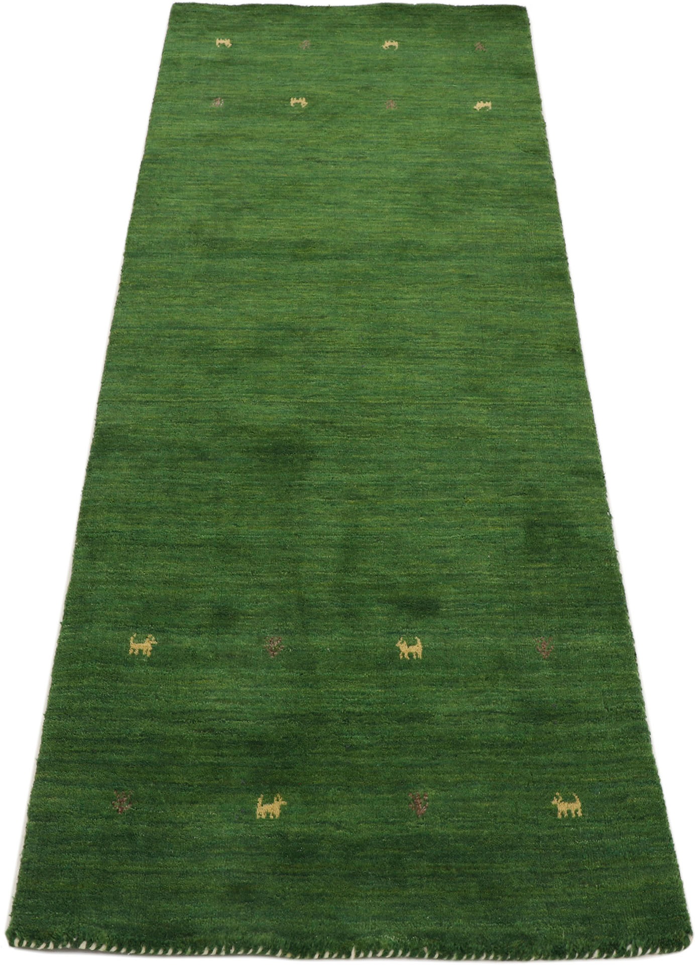 carpetfine Wollteppich »Gabbeh Uni, auch als Läufer erhältlich«, rechteckig, 15 mm Höhe, reine Wolle, handgewebt, Gabbeh Loom Tiermotiv, grosse Farbauswahl