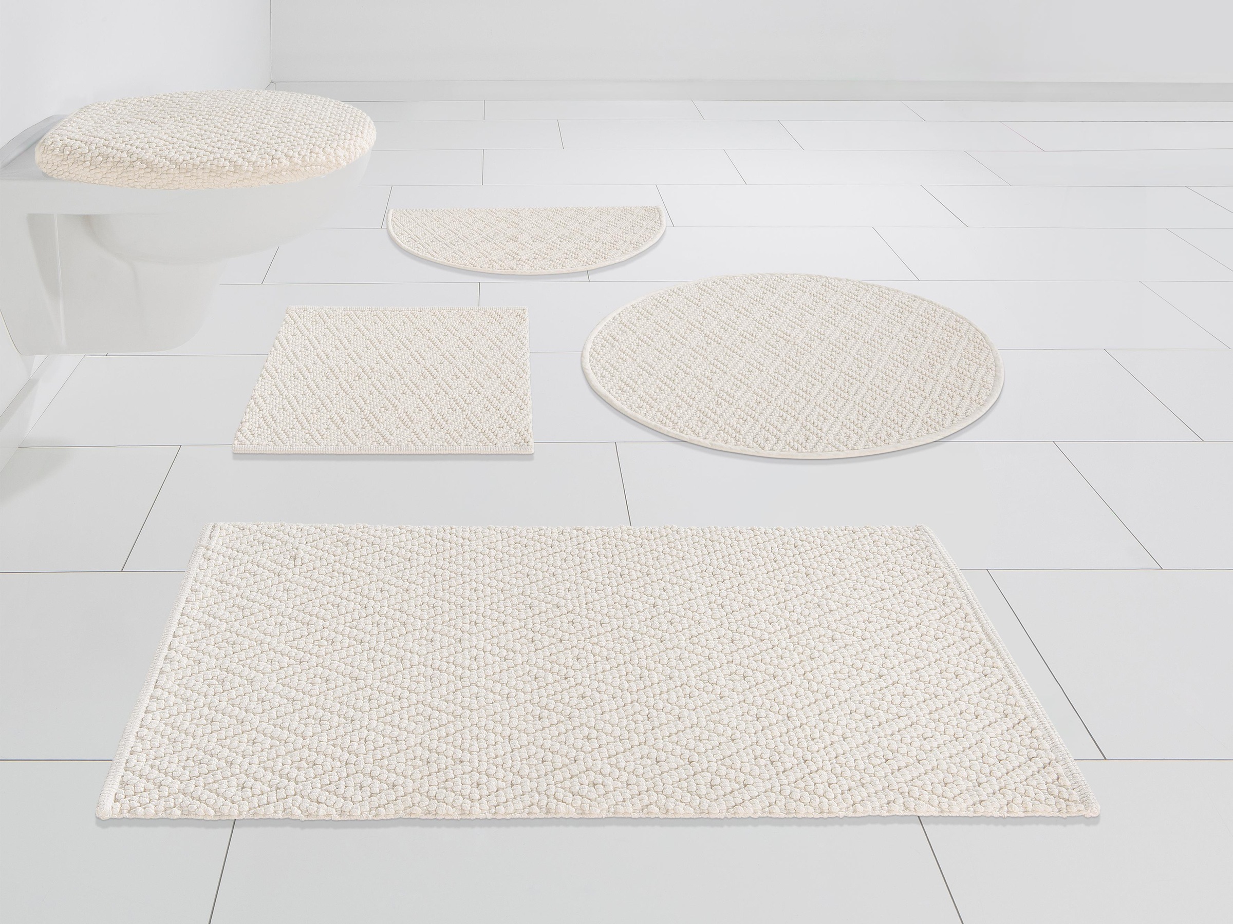 Image of GOODproduct Badematte "Numan, Badvorleger, Badezimmer Teppich" Höhe 10 mm fussbodenheizungsgeeignet strapazierfähig Rauten-Muster, Badteppich, auch als 3 teiliges Set erhältlich