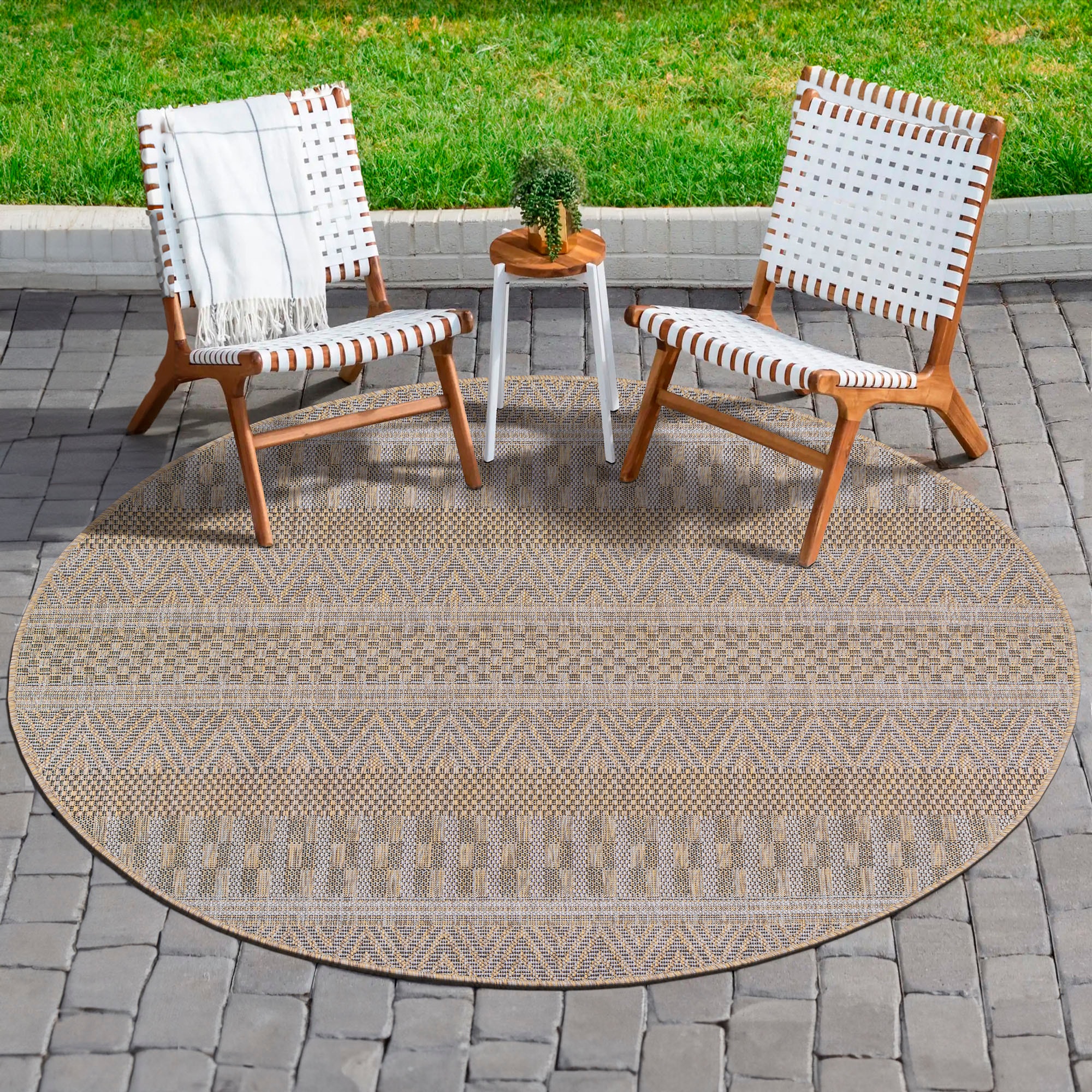 Image of Sanat Outdoorteppich "Melissa 8003, auch in Rund erhältlich" rund 10 mm Höhe Kurzflor, In -und Outdoor geeignet, Aussenbereich, Wohnzimmer