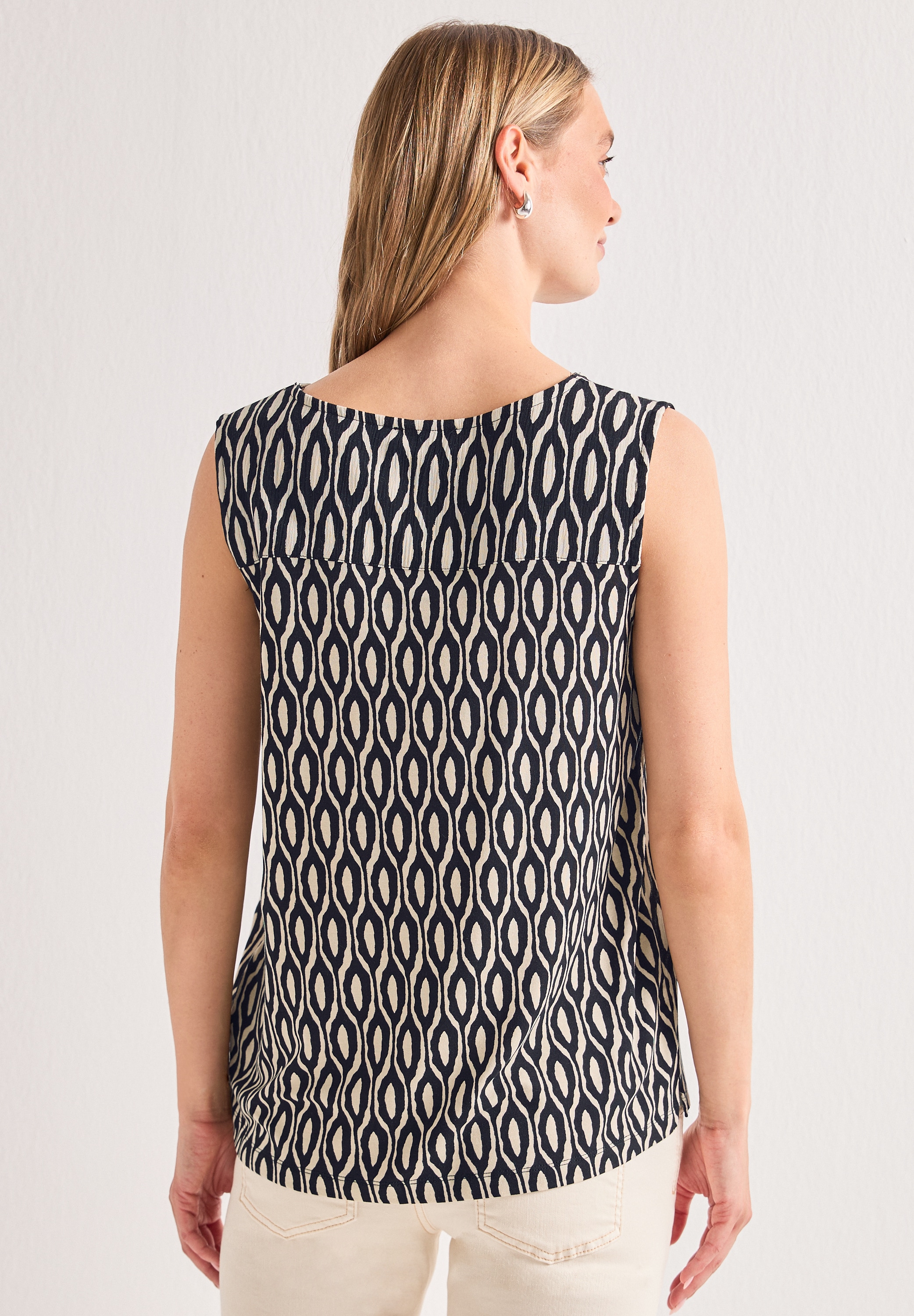 STREET ONE Haut de chemise Sommertop mit Strukturmix und Print
