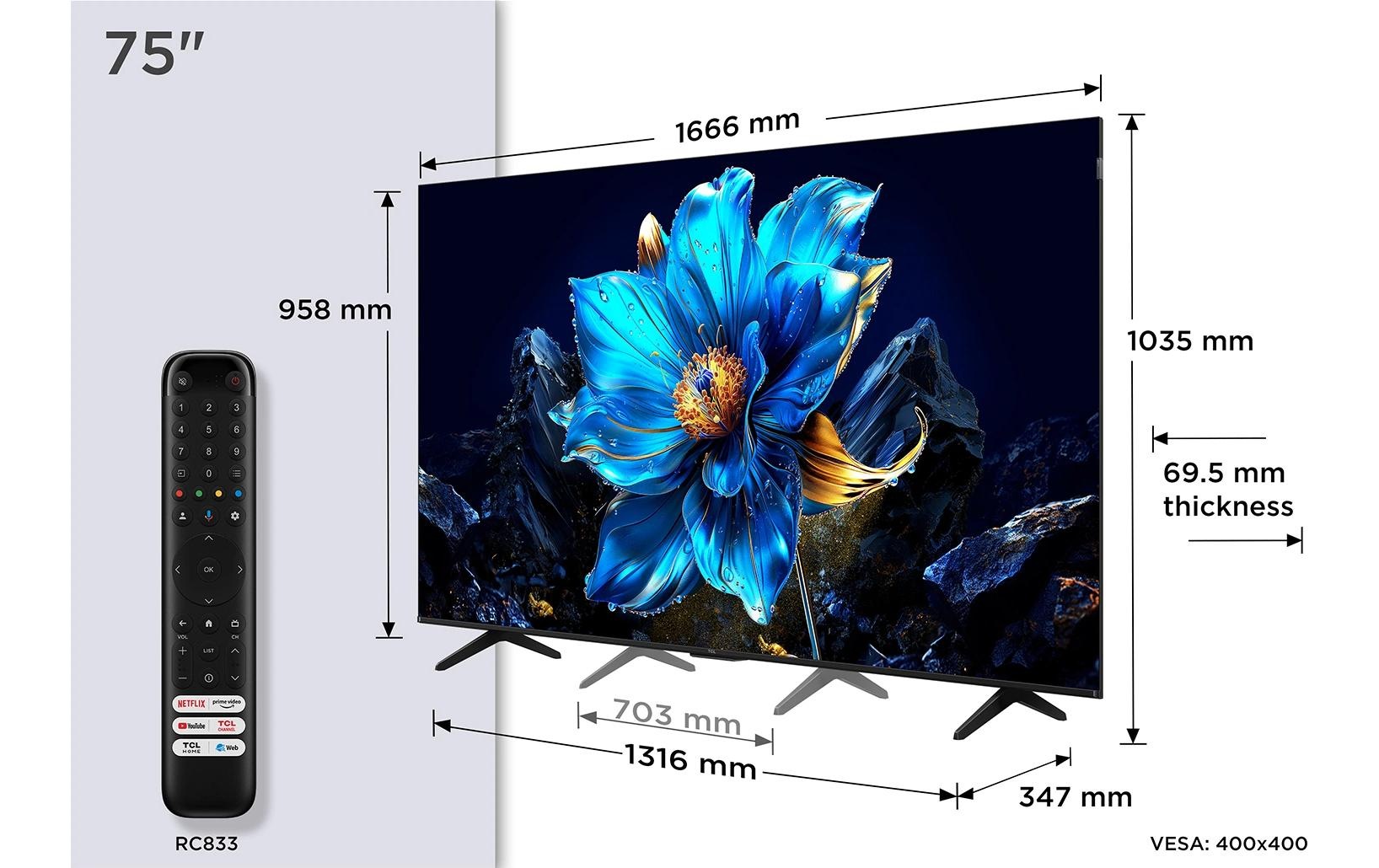 TCL Téléviseur QLED »75P7K« 191 cm/75 ″