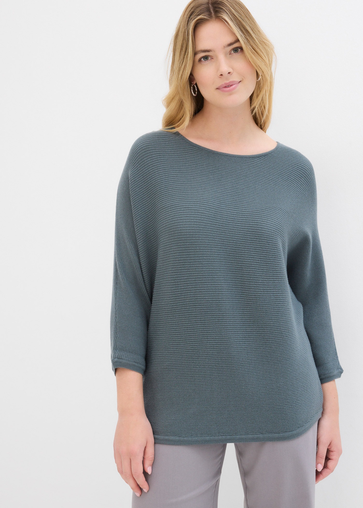 Image of bonprix Strickpullover 1 aus Viskose, mit Rippstruktur, halber Fledermausarm
