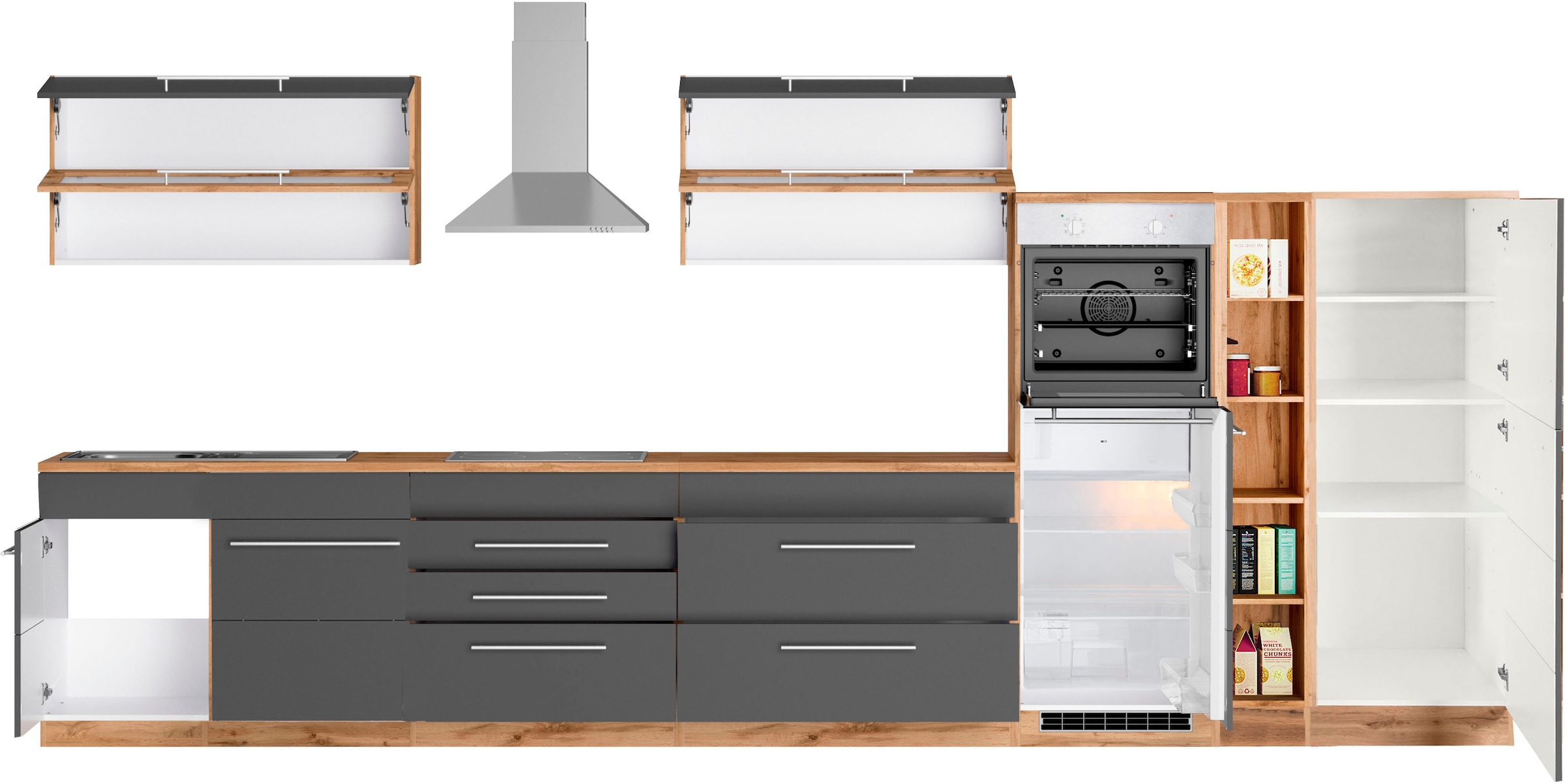 KOCHSTATION »KS-Wien« Breite 430 cm, wahlweise mit E-Geräten und Induktion