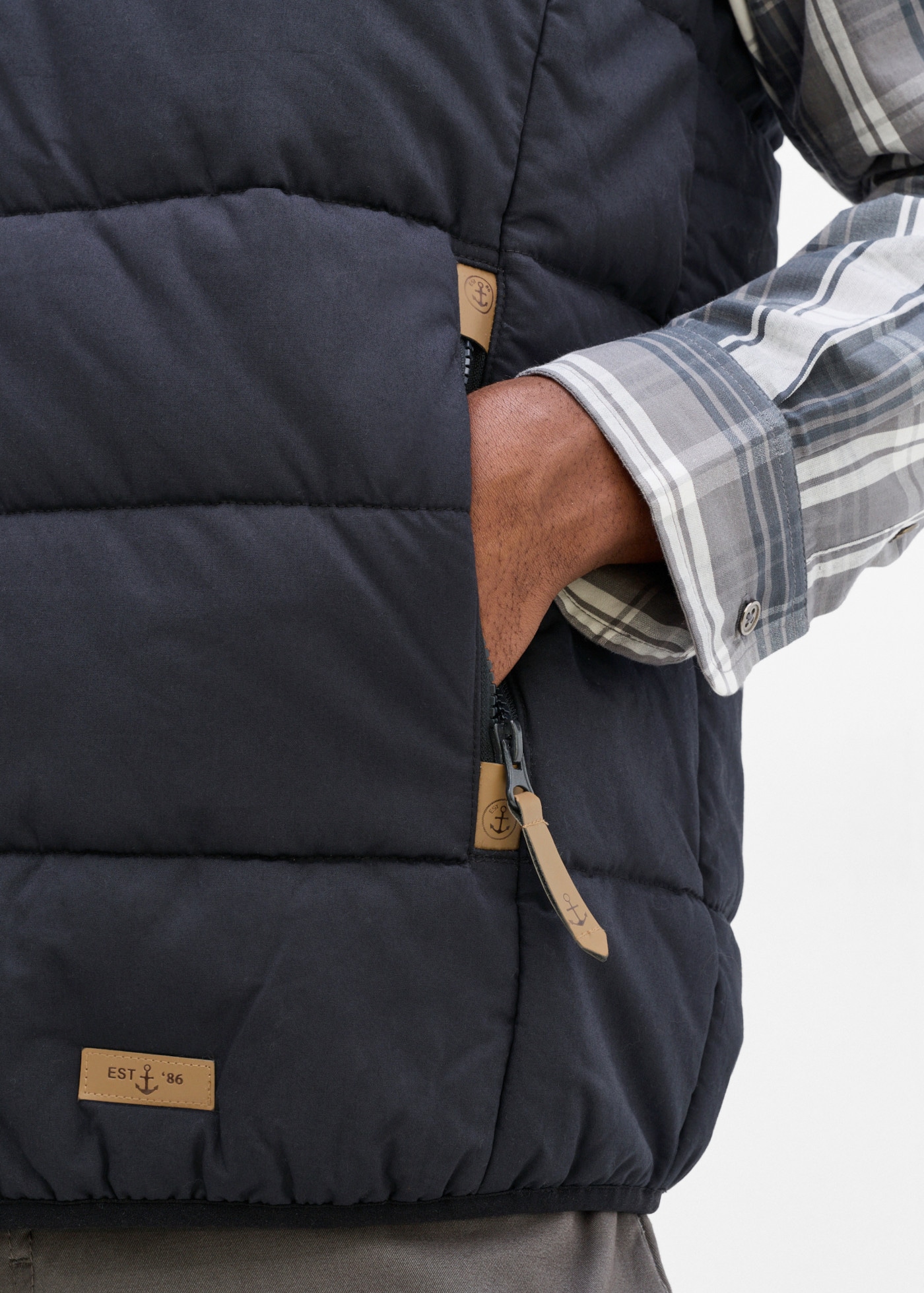 bonprix Gilet matelassé style décontracté, en coton, coupe régulière, avec col montant