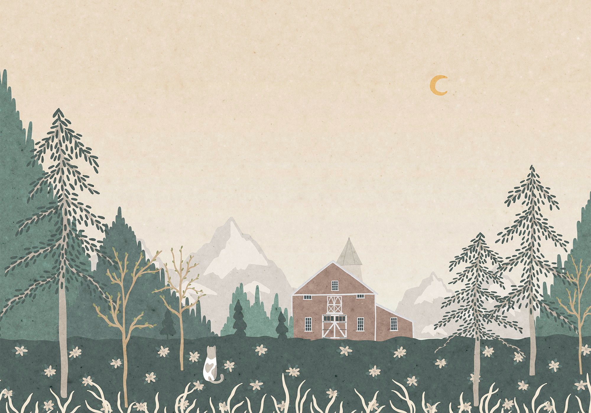 Image of Komar Fototapete »Little Farm«, bedruckt-Comic-Retro-mehrfarbig, BxH: 400x280 cm bei Ackermann Versand Schweiz