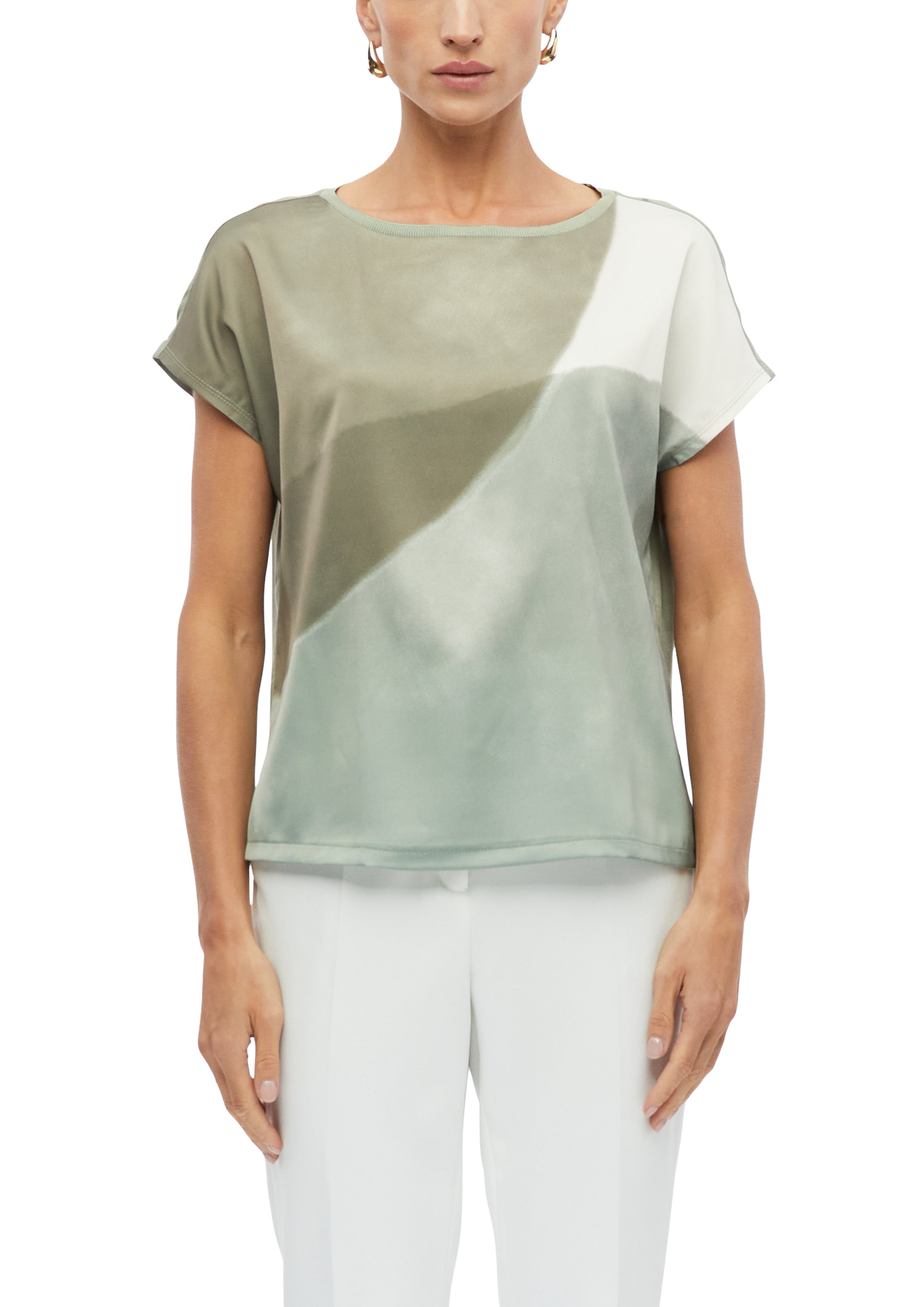 Image of s.Oliver BLACK LABEL Kurzarmshirt Sommershirt mit grafischem Muster