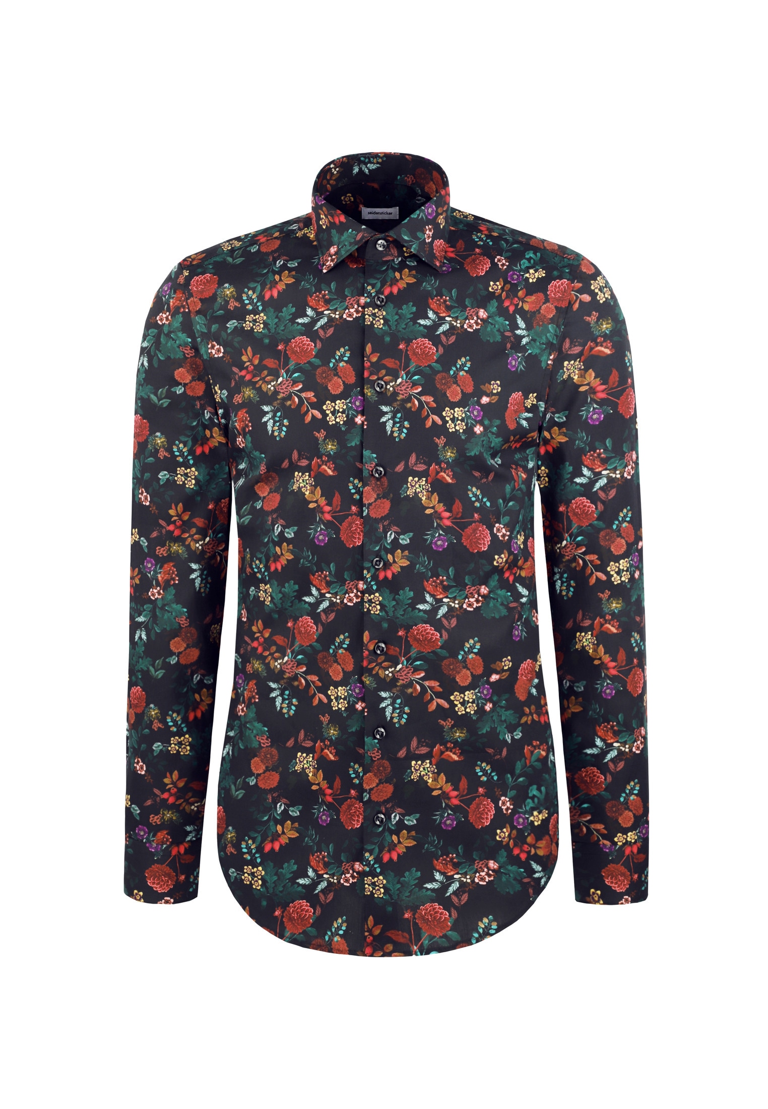 seidensticker Businesshemd »Schwarze Rose« Shaped 1/1 Kentkragen Druck