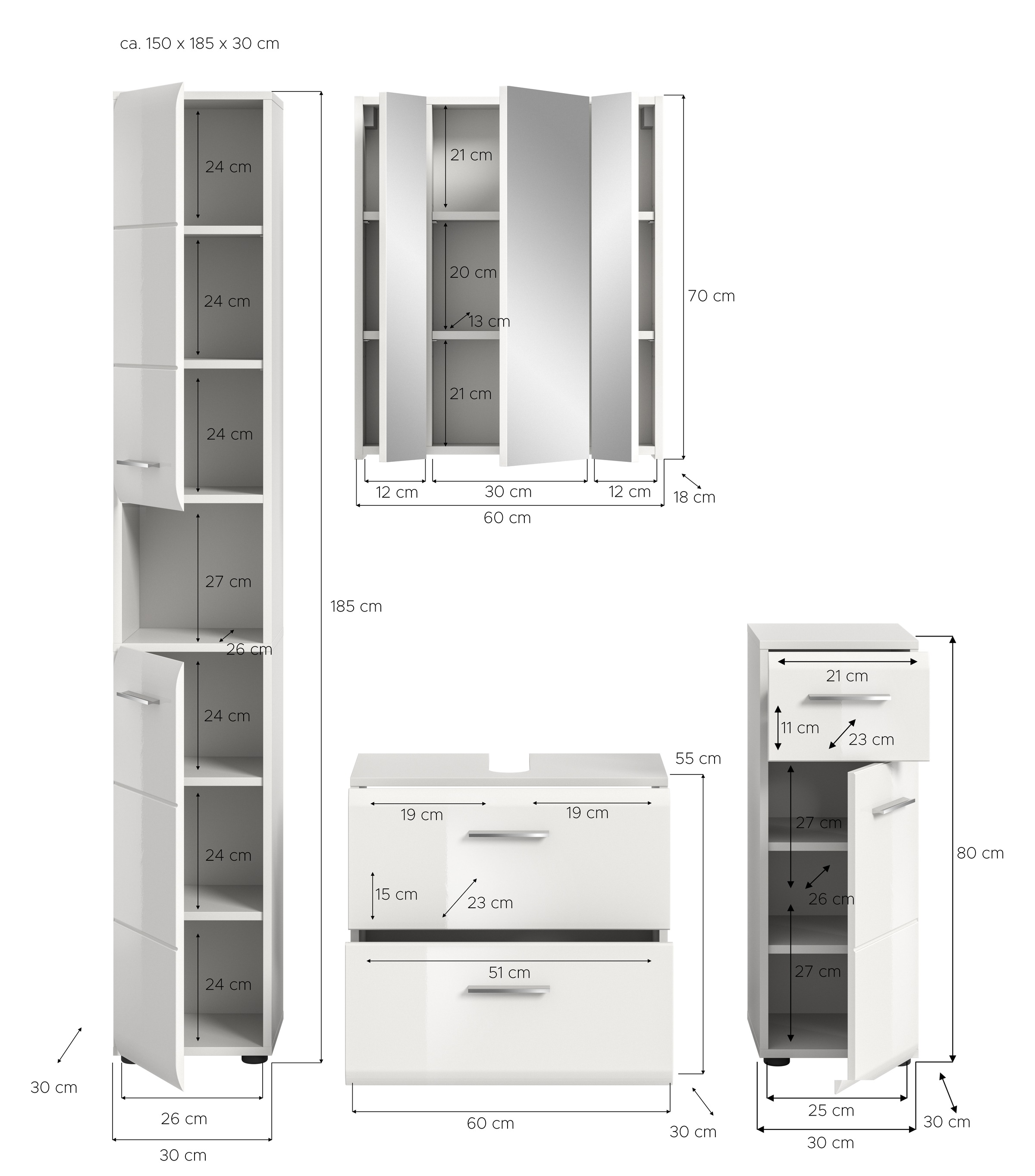 INOSIGN Ensemble de salle de bains Set, 4 cuis tlg.
