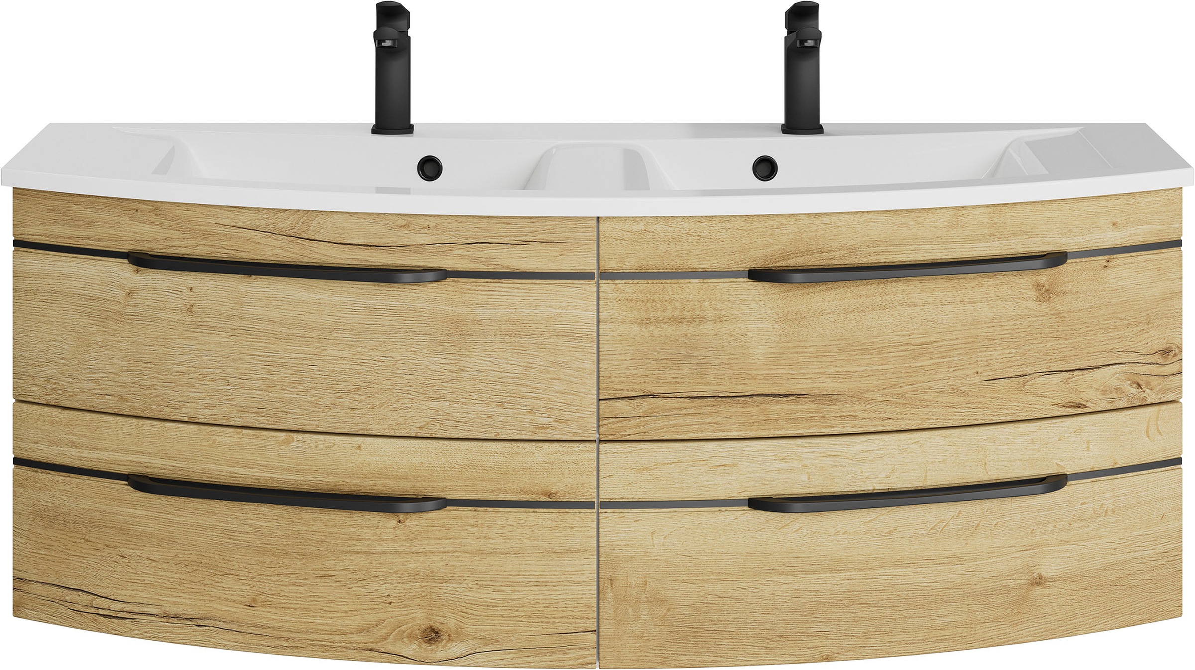 Saphir Waschtisch "Serie 7045 Mineralmarmor-Waschtisch und Unterschrank, 131 cm breit" Waschplatz mit 4 Schubladen, Badmöbel Set mit Waschtisch