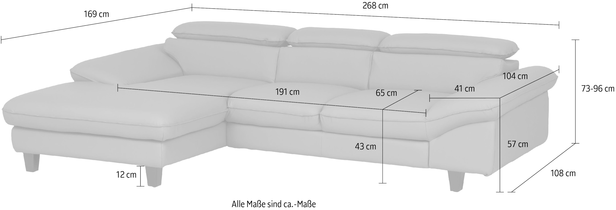 Home affaire Ecksofa »Pilot L-Form« mit Kopfteilverstellung, wahlweise mit Bettfunktion & Bettkasten
