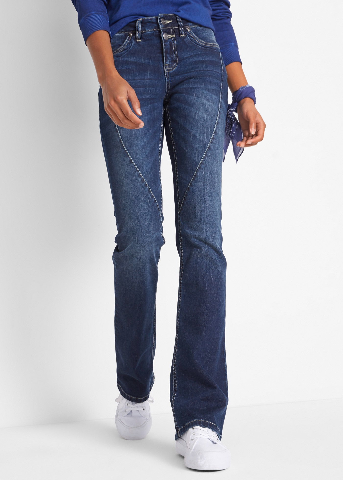 Image of bonprix Bootcut-Jeans "Bootcut Jeans Mid Waist, Stretch" Regular Fit, mit Teilungsnaht an der Vorderseite