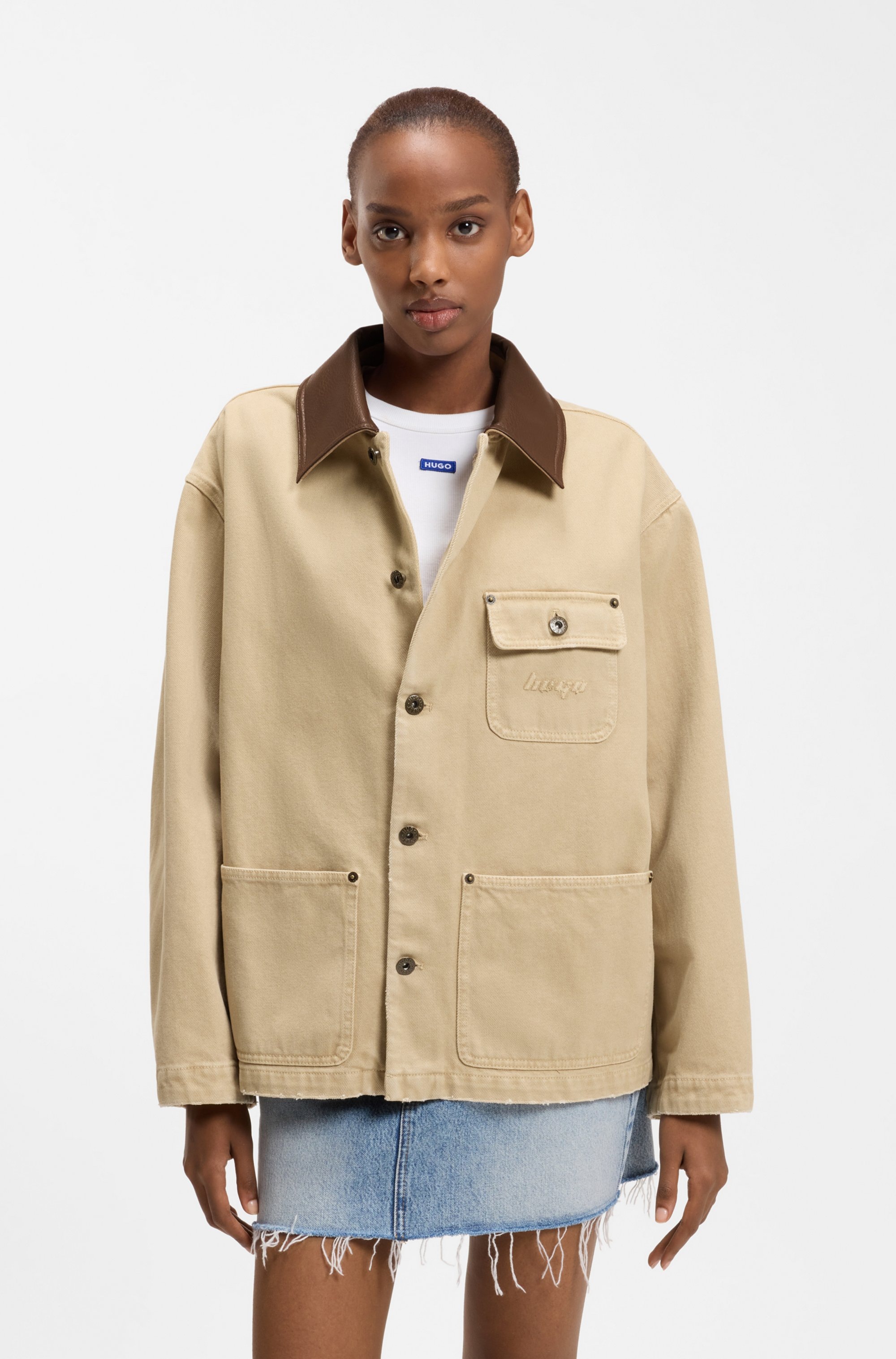 Image of HUGO Hemdjacke "Flimane" mit Kontrastkragen, oversize