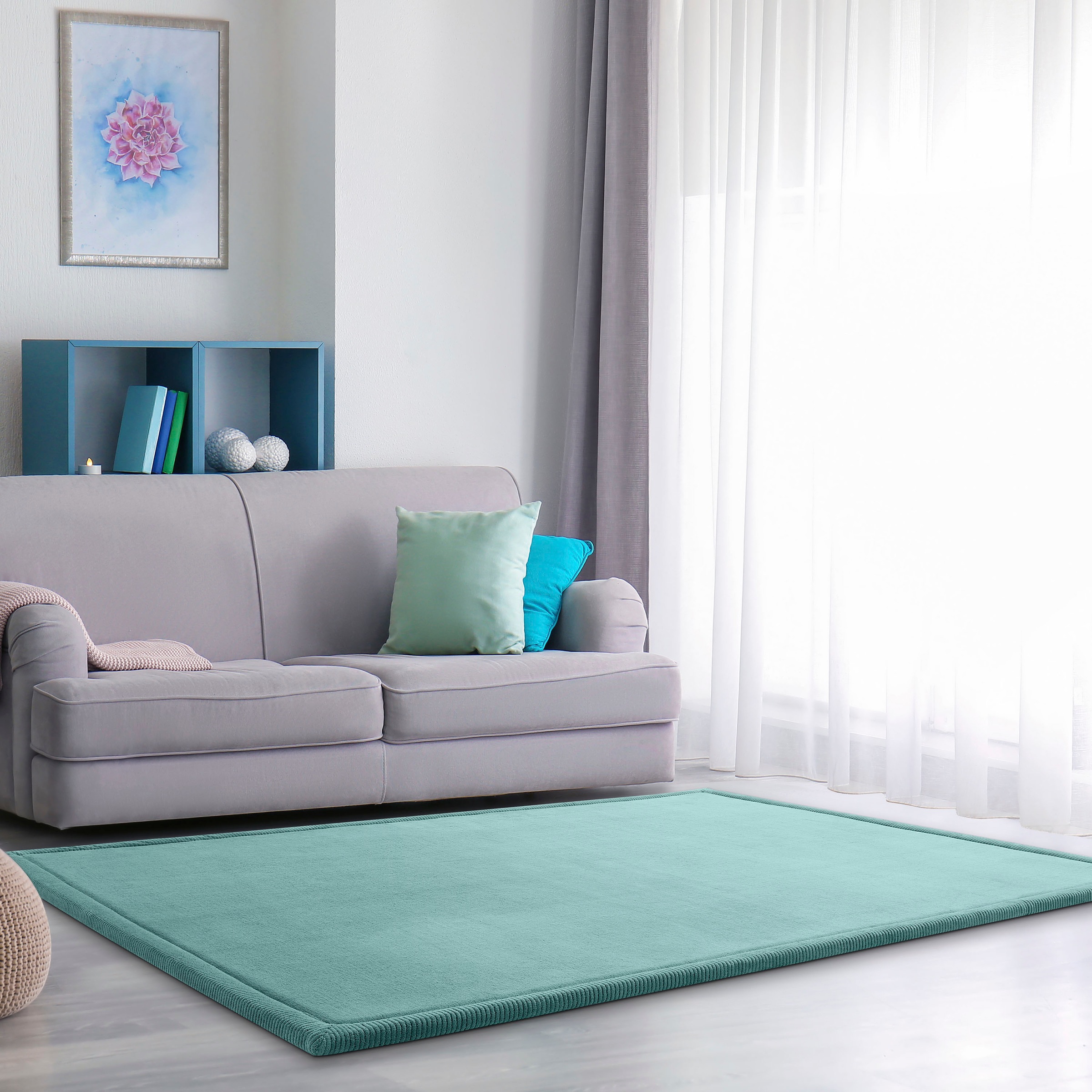 Paco Home Teppich »Tatami 475«, rechteckig, 24 mm Höhe, Kurzflor, Uni-Farben, mit Memory Foam, waschbar