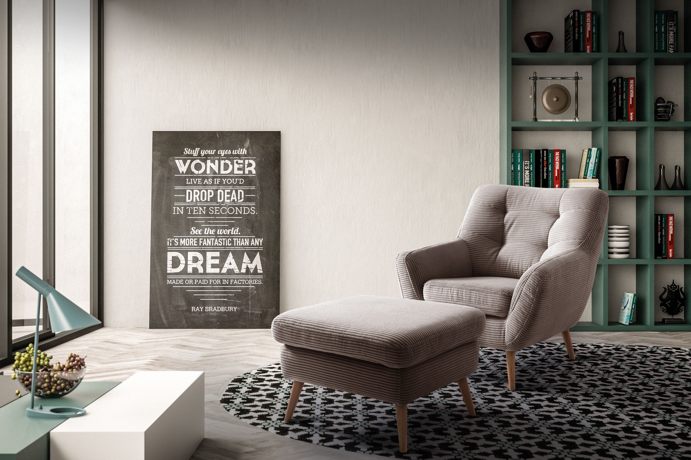 exxpo - sofa fashion Hocker »Scandi bequem und elegant mit hohem Holzfuss«, bequem und elegant mit hohem Holzfuss