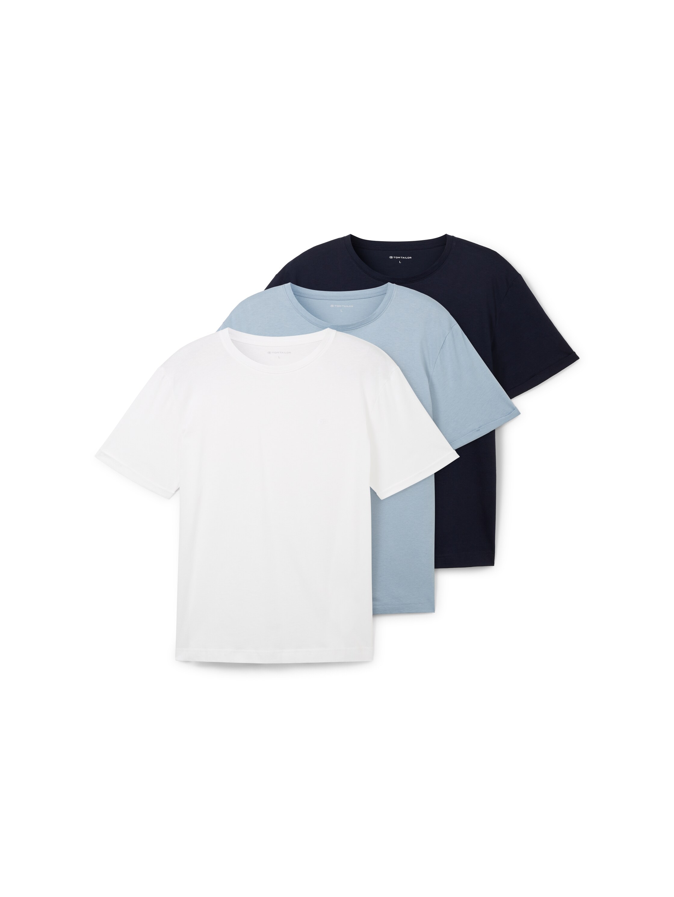 Image of TOM TAILOR T-Shirt Packung, 3 Stk. mit Logo-Stickerei