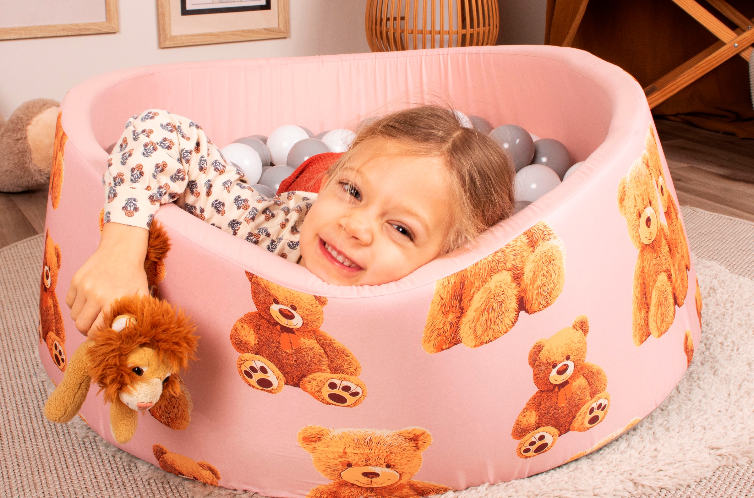 Knorrtoys® Piscine à balles »Soft, Teddy pink« mit 150 Bällen grey/white/transparent; Made in Eurpe