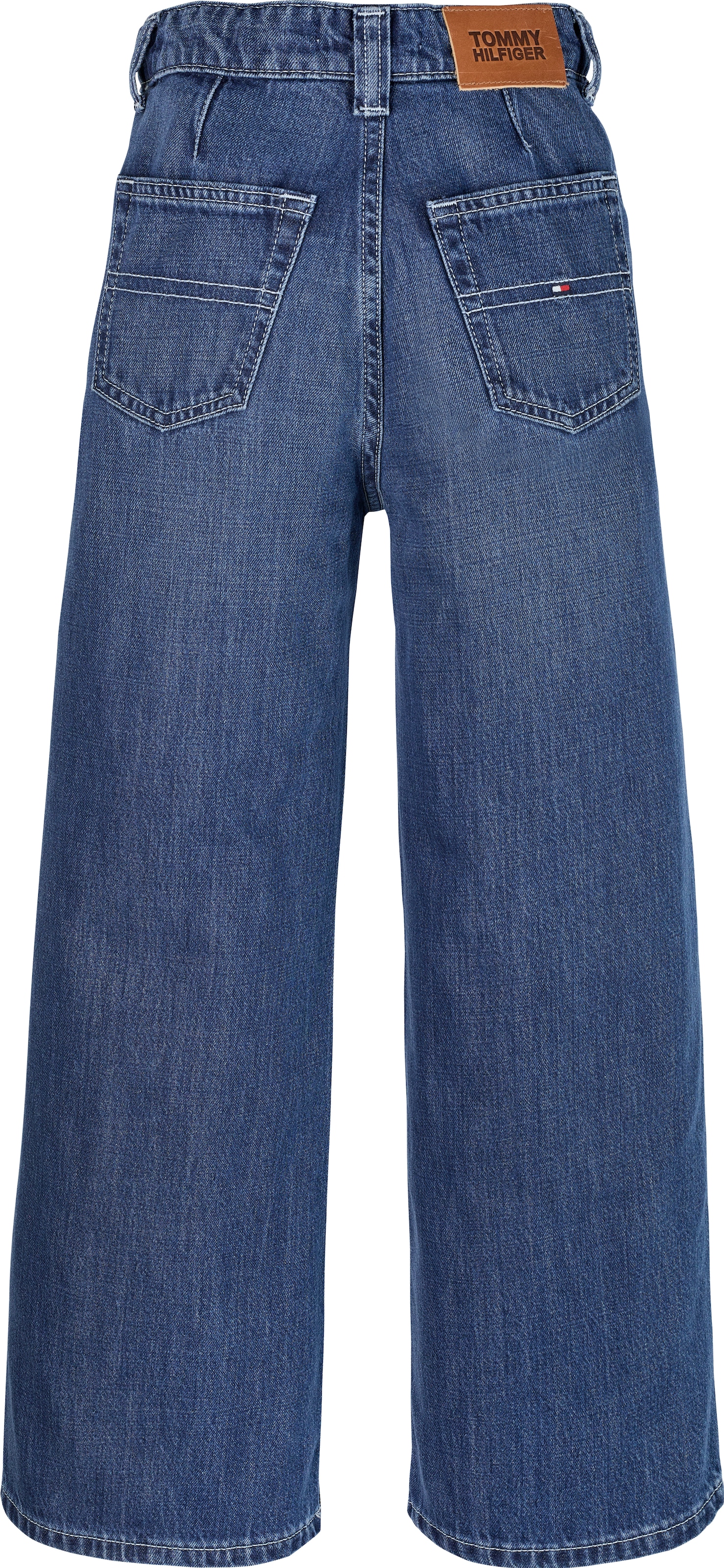 Tommy Hilfiger Weite Jeans »MABEL PLEATS MID BLUE WASH«, in mittelblauer Waschung, mit Logo-Badge