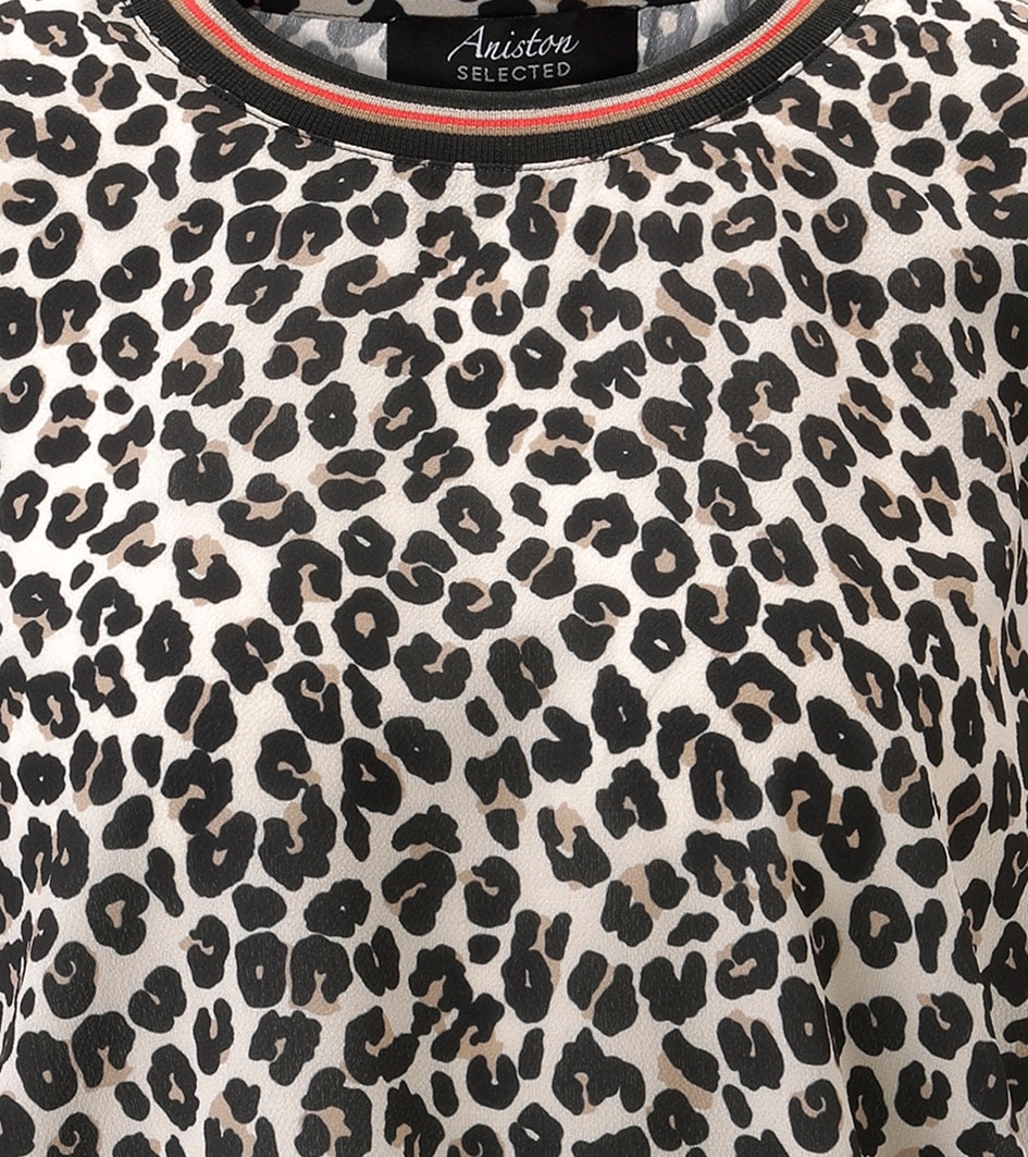Aniston SELECTED Chemisier à chemise mit gestreiften Bündchen und Lepoarden-Print allover - NEUE KOLLEKTION