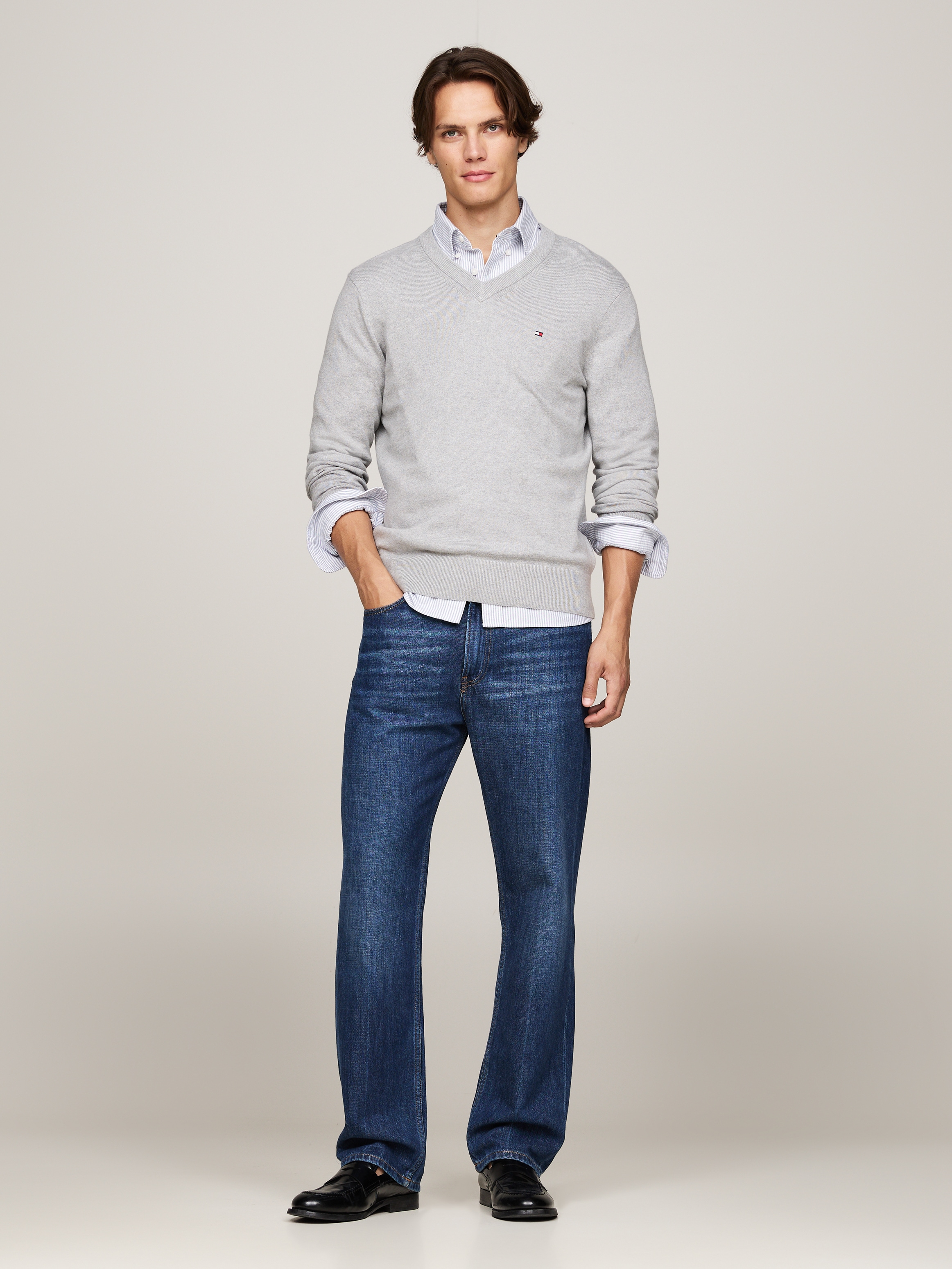 Tommy Hilfiger V-Ausschnitt-Pullover »PIMA ORG CTN CASHMERE V NECK«