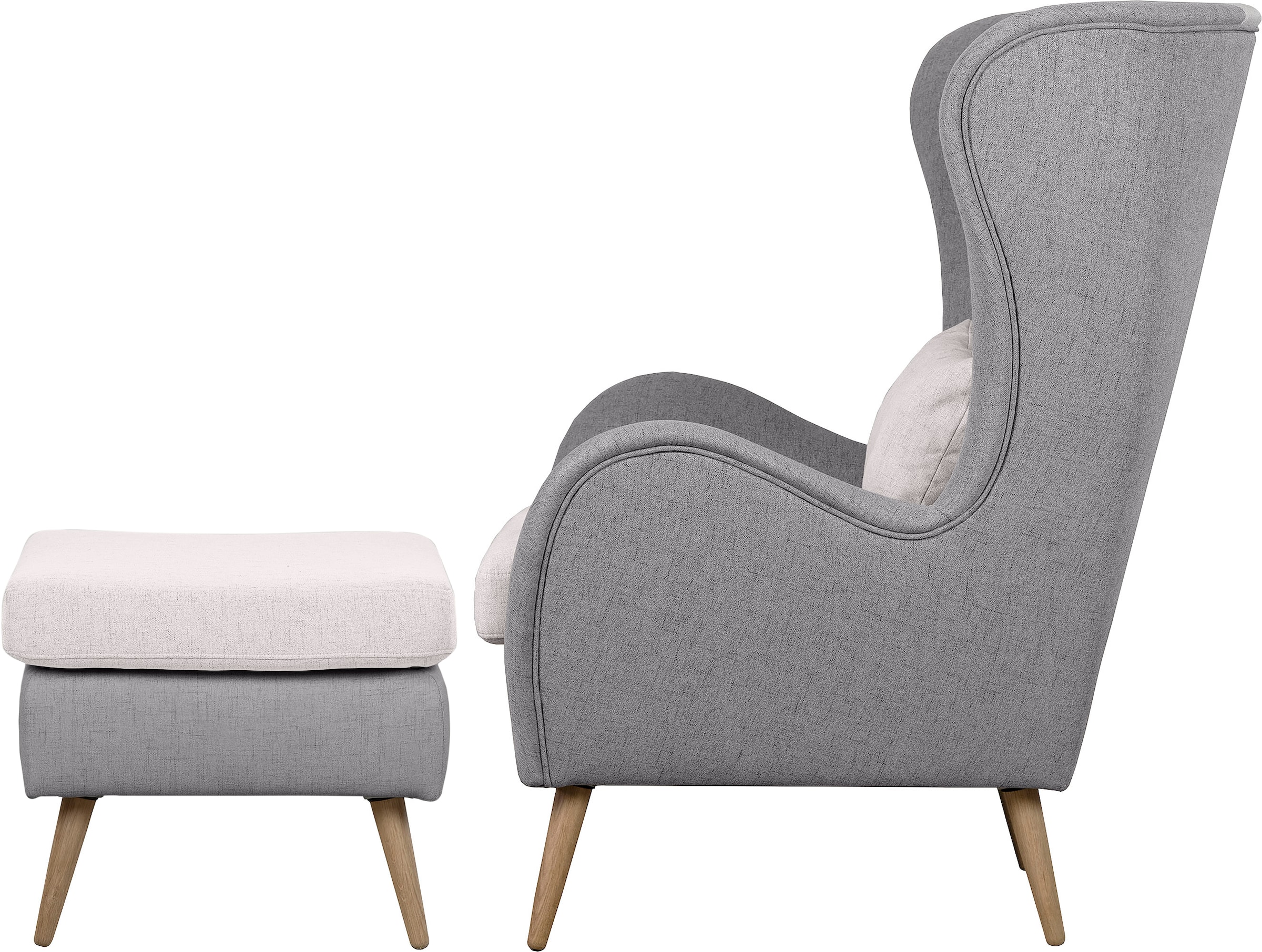 Guido Maria Kretschmer Home&Living Sessel »Salla Bezug Bouclé oder Struktur fein, Ohrensessel«, wahlweise mit oder ohne Hocker; grosser Sessel: Masse B/T/H: 78/94/118cm