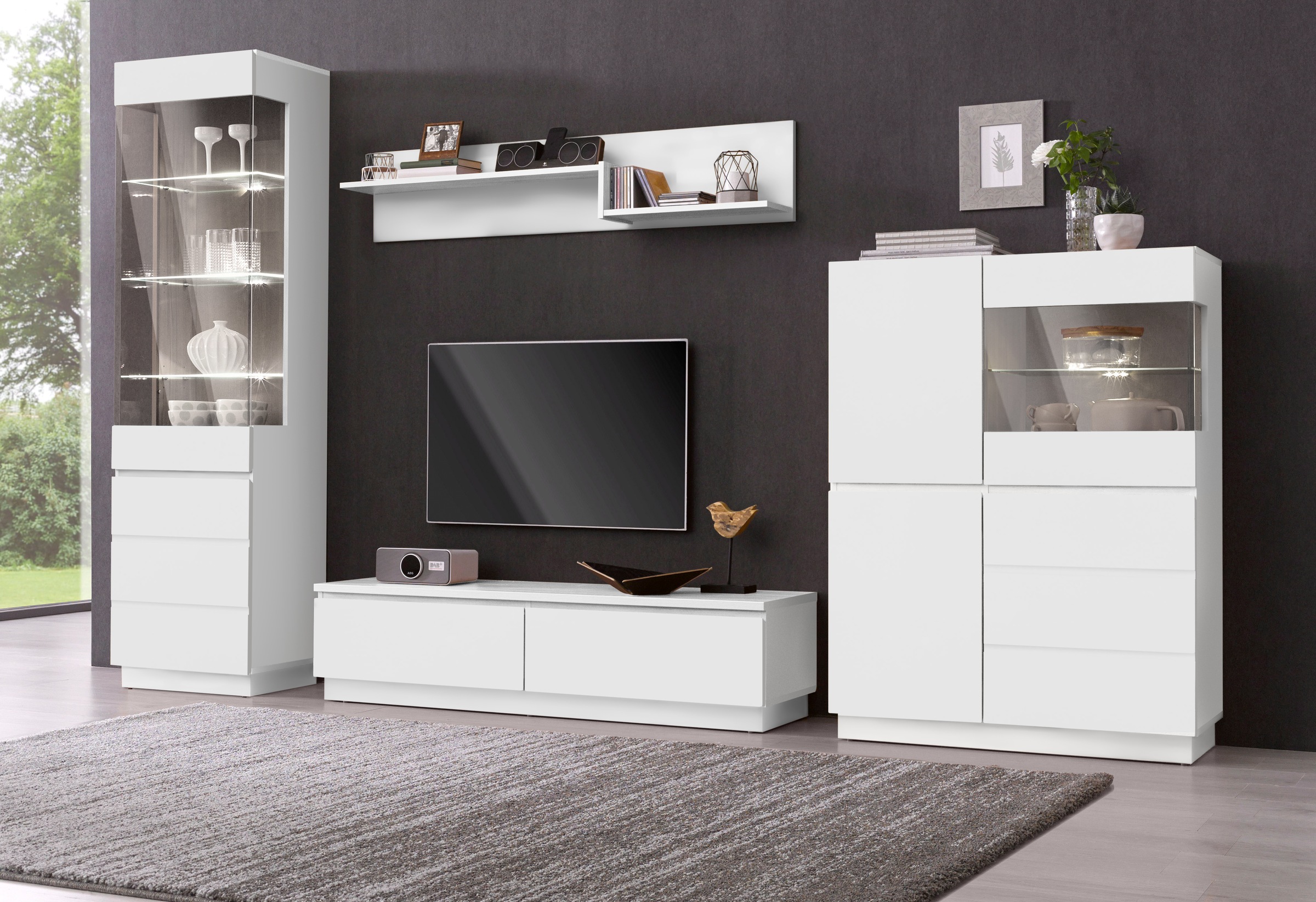 Home affaire Highboard »Laima«, Vitrine, Höhe 120 cm, teilmassiv, FSC®-zertifiziert